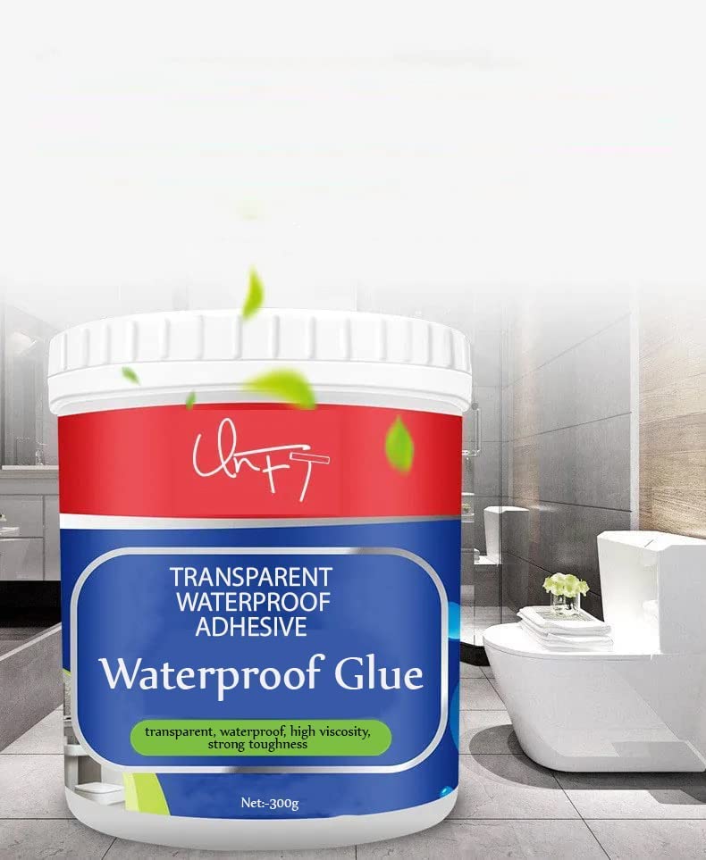 UK-0371 Transparent Waterproof Glue for Roof Leakage Crack Seal Glue 300gm with Brush Crack Seal Agent Roof Water Leakage Solution Transparent Glue Waterproofing