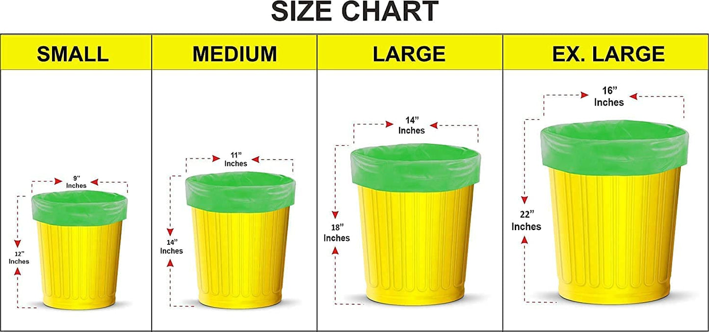 UK-0126 Garbage Bags For Dustbin | Trash Bags For Home/Office & Kitchen | Virgin Raw Material, Green, 19X21 Inch