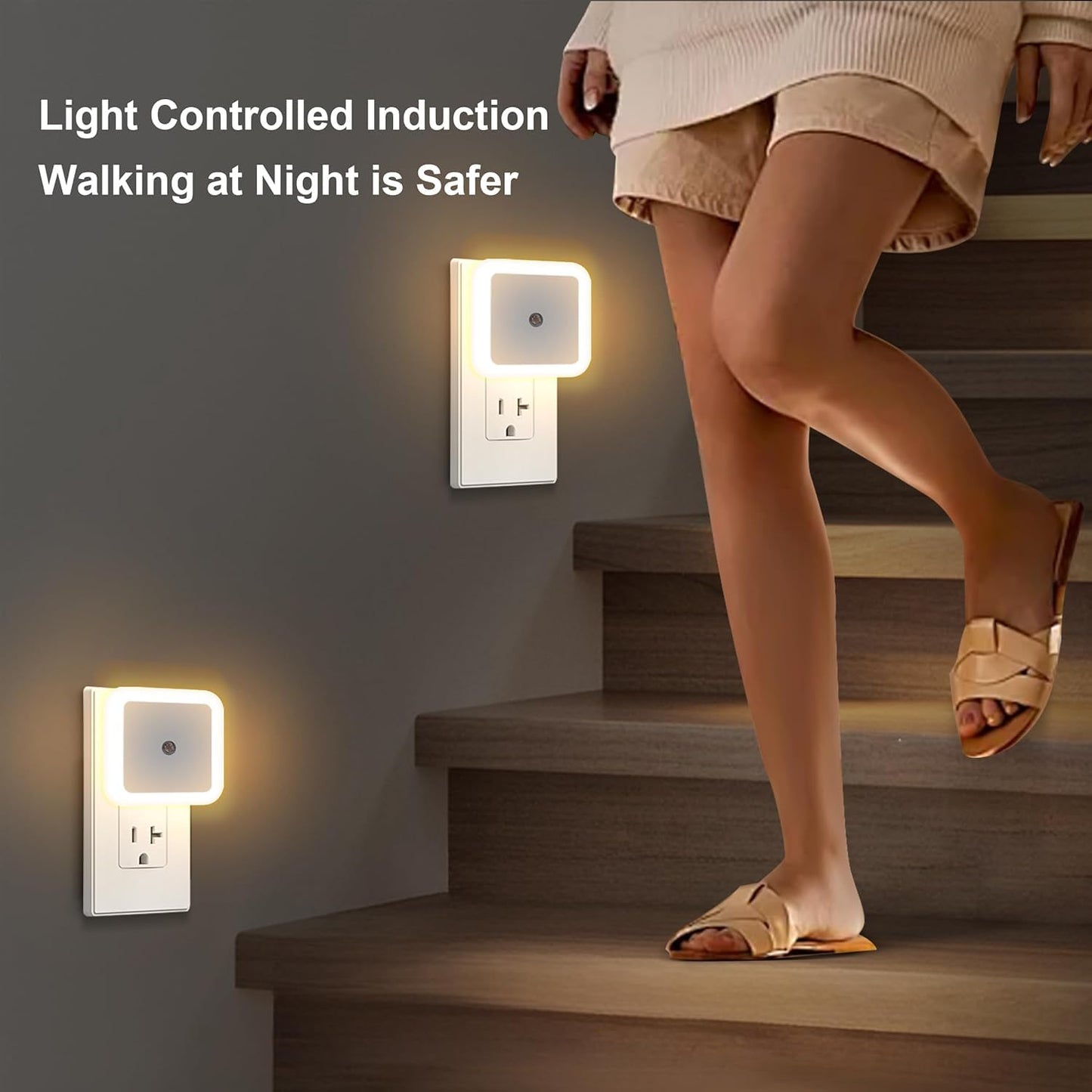 UK-0868 LED Night Lights Plug into Wall, Auto Light Sensor Plug in Night Light Lamp Wall Night Light Safety Lighting for Bedroom,Bathroom,Stairs,Corridor,Kitchen