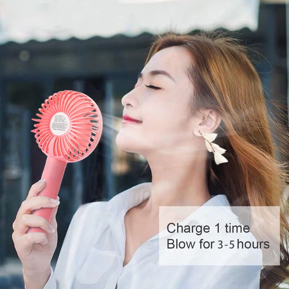 UK-0837 Portable USB Hand Fan Built-in Rechargeable Battery Operated Table Fan with Standing Holder Handy Base For Home Office Indoor Outdoor Travel