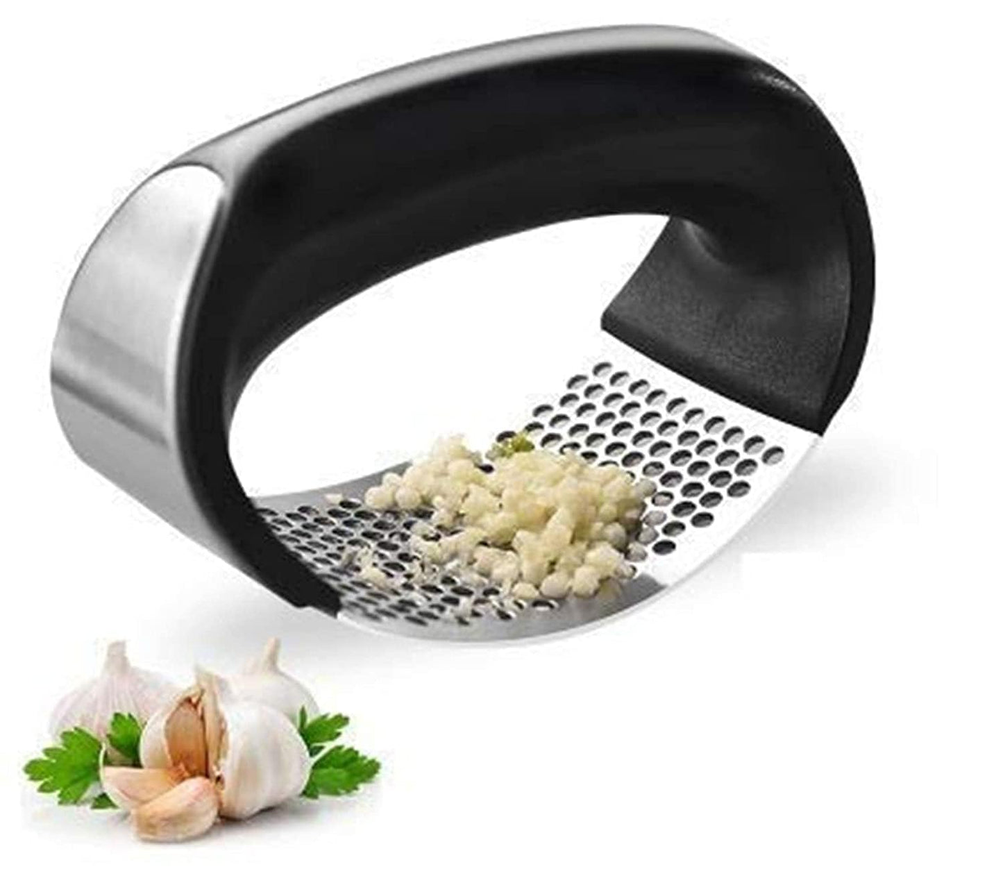 UK-0152 Garlic Presser Squeeze Press Crusher Stainless Steel Kitchen Tools, Quick Handy Ginger Garlic Crusher
