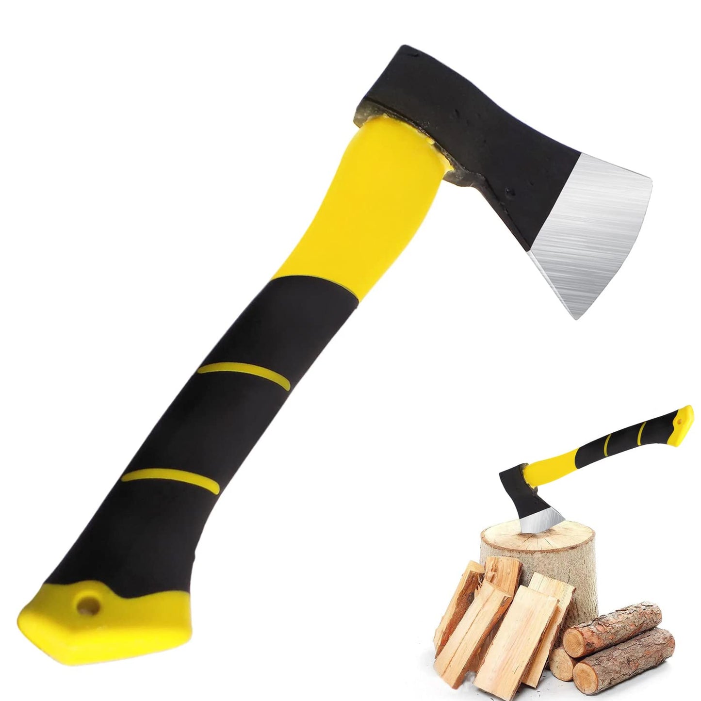 UK-0136 Hatchet Axe Gardening Tools Fiberglass Body Rubberized Handle Wood Cutting Axe, Camping Axe, Safety Axe