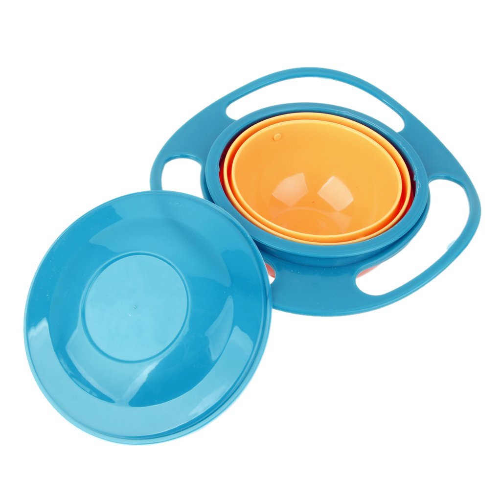 UK-0130 Gyro Bowl 360 Degree Rotate Dishes for Kids Food Baby Feeding Bowl Lunch Box (Multicolor)