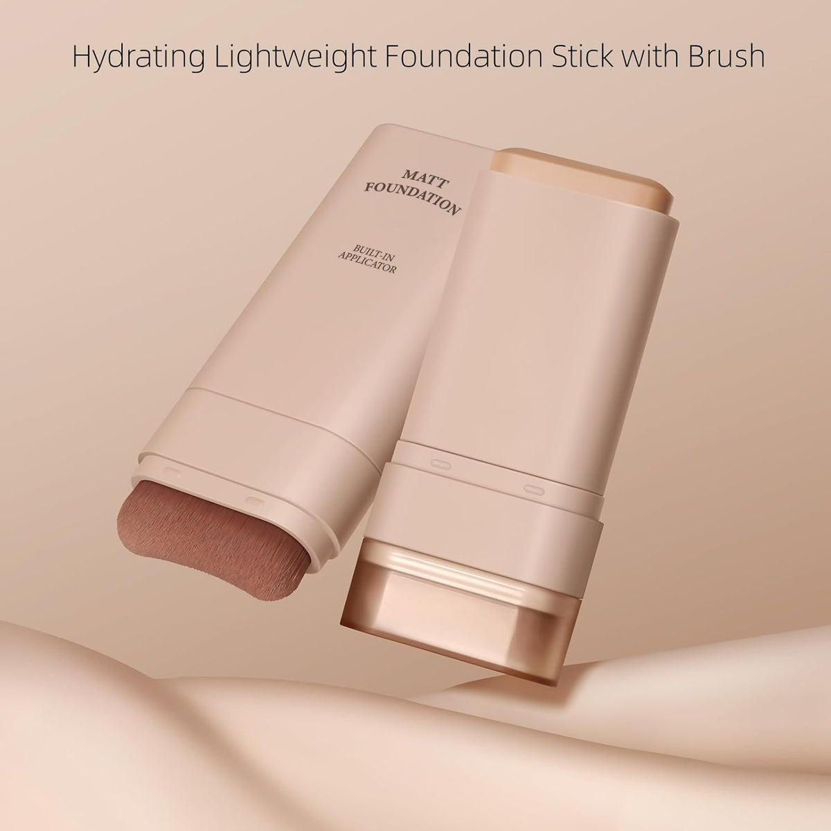 UK-1040 Beauty Foundation Stick, 2-in-1 Multifunctional Moisturizing Foundation Stick with Brush, Long Lasting Natural Matte Finish, Lightweight, Waterproof, 20g, Suitable for All Skin Types