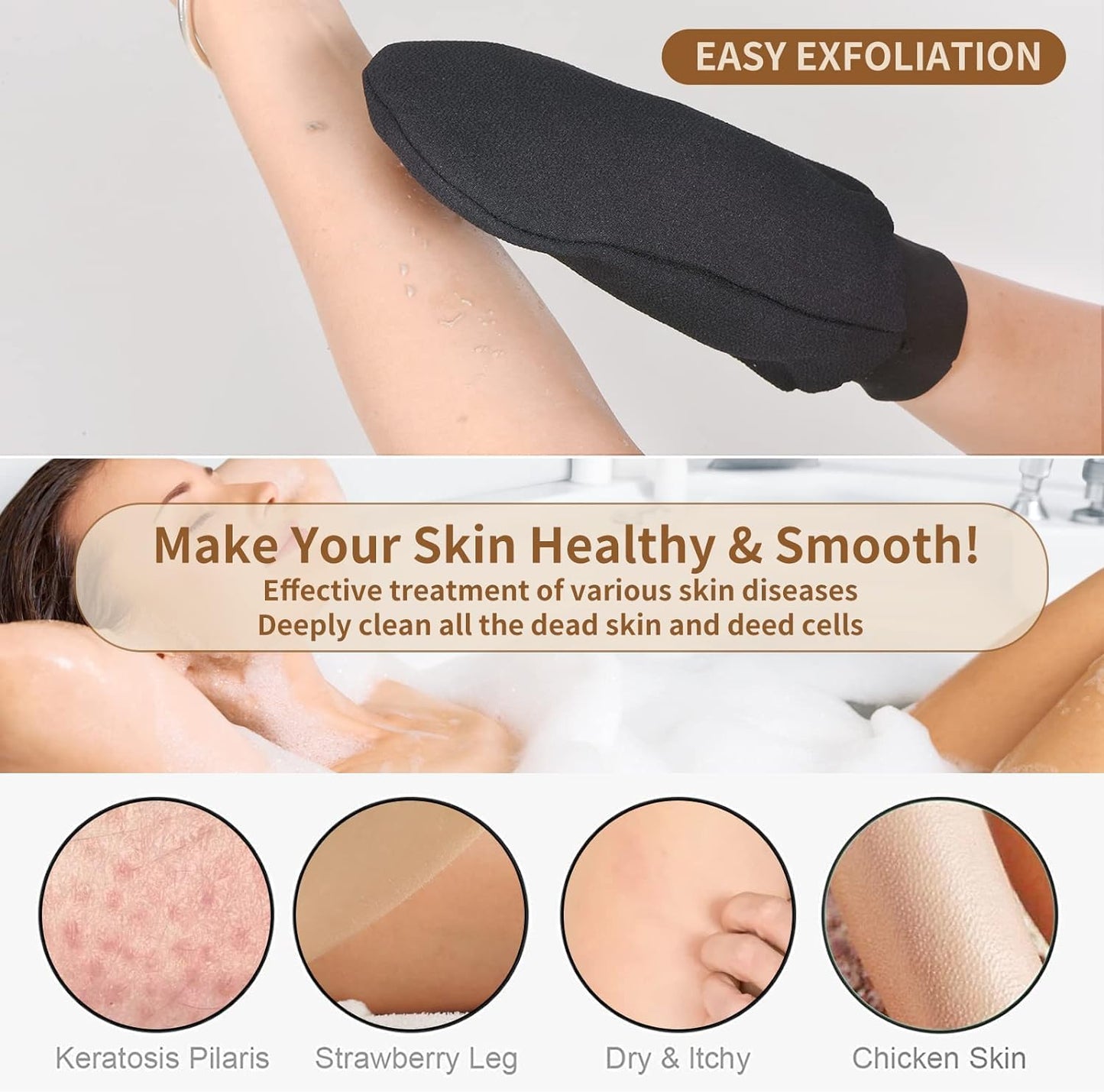 UK-0857 Dead Skin Gloves for Dead Skin Bath Scrub Glove Body Whitening Body Exfoliator Mitt