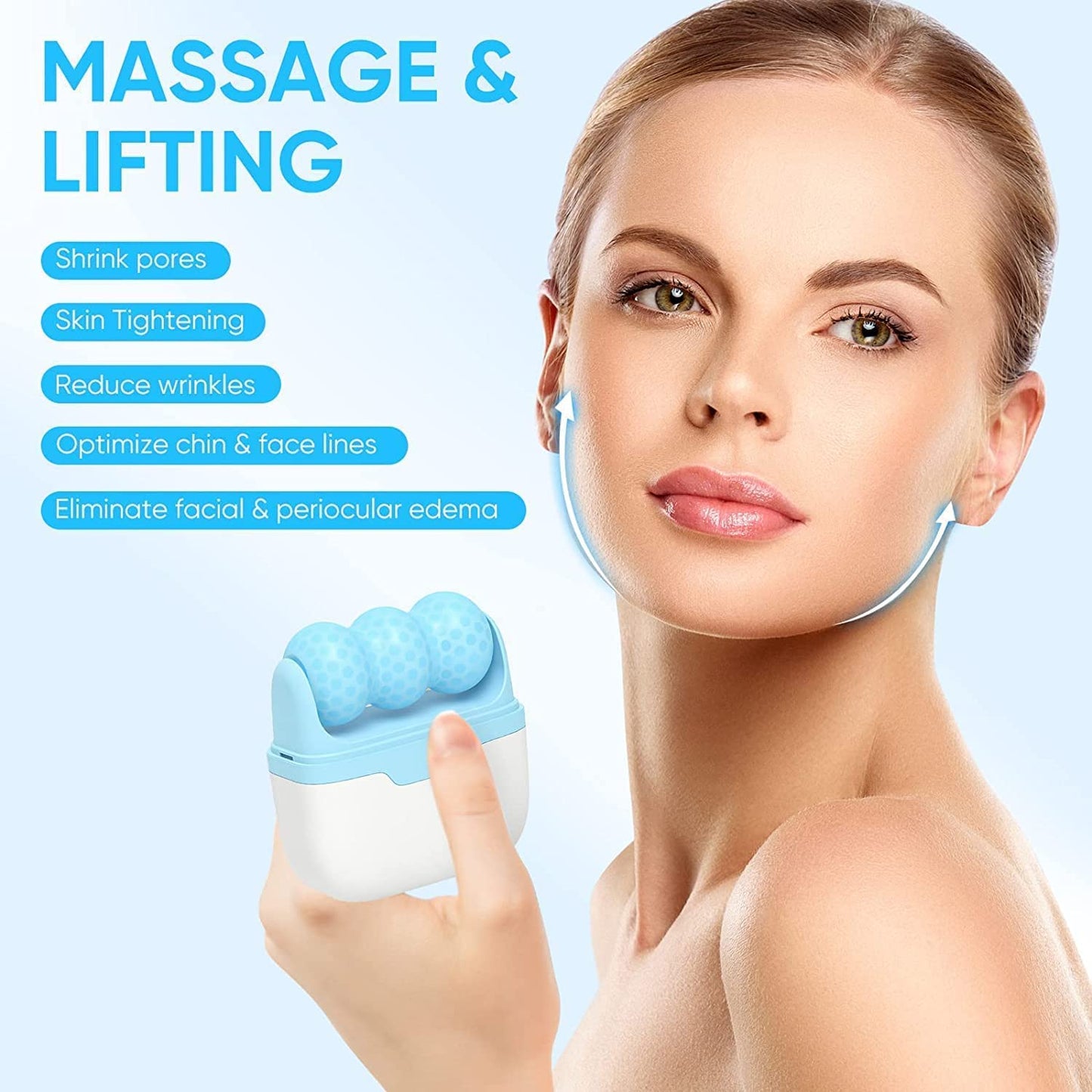 UK-0844 2 in 1 Upgraded Ice Roller For Face and Eyes, Neck and Body | For Puffy Eyes, Pimple | Easy to Use and Carry | Unbreakable and Reusable | Glowing and Clear Skin, Women Gift