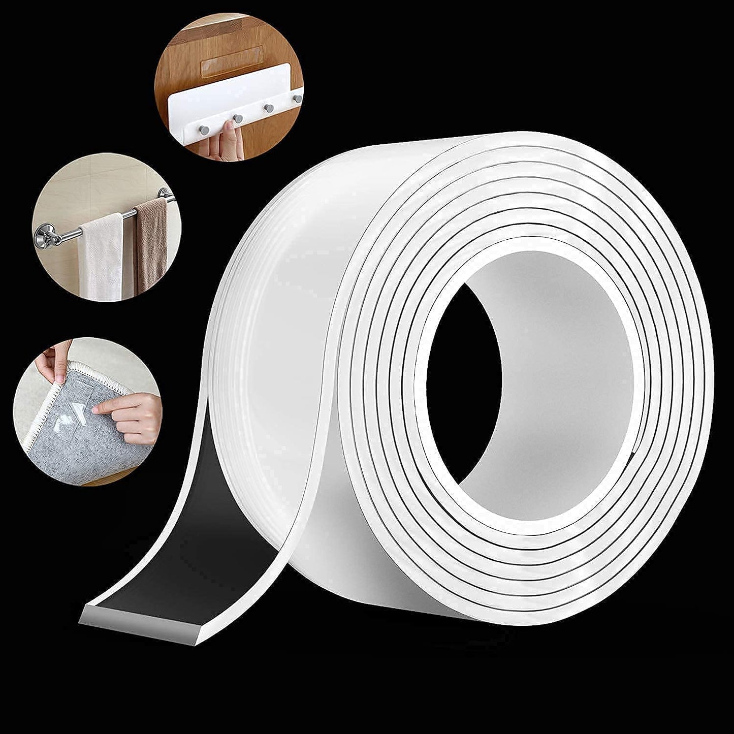 UK-0107 3 Meter Multipurpose Double Sided Tape - Adhesive Silicone Tape, Heavy Duty, Heat Resistant, Multi-Functional, Removable, Washable, Reusable Anti-Slip Gel Nano Grip Tape
