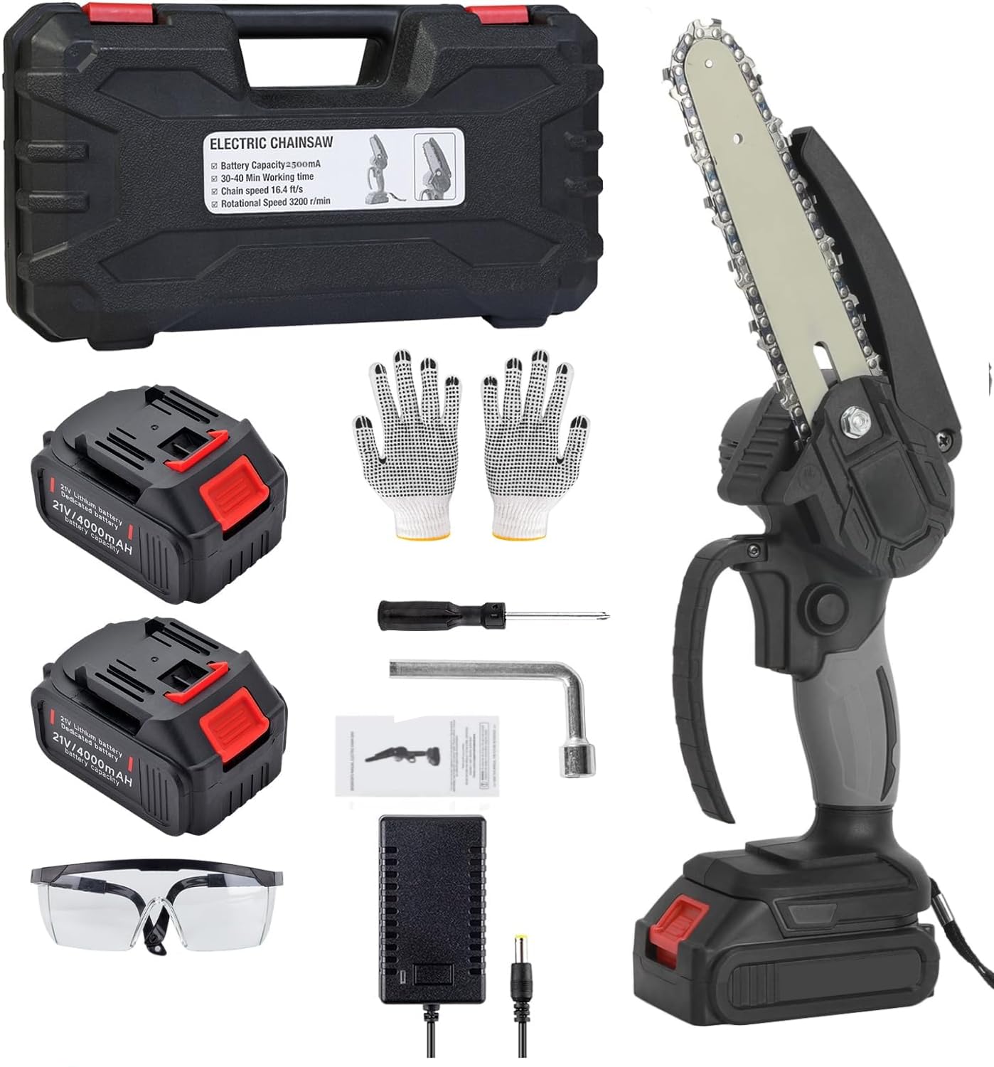 UK-0793 Cordless Electric Chainsaw WITH BATTERIES Handheld Pruning Chain Saw for Wood Plastic & Etc. Cutter Cordless Chainsaw