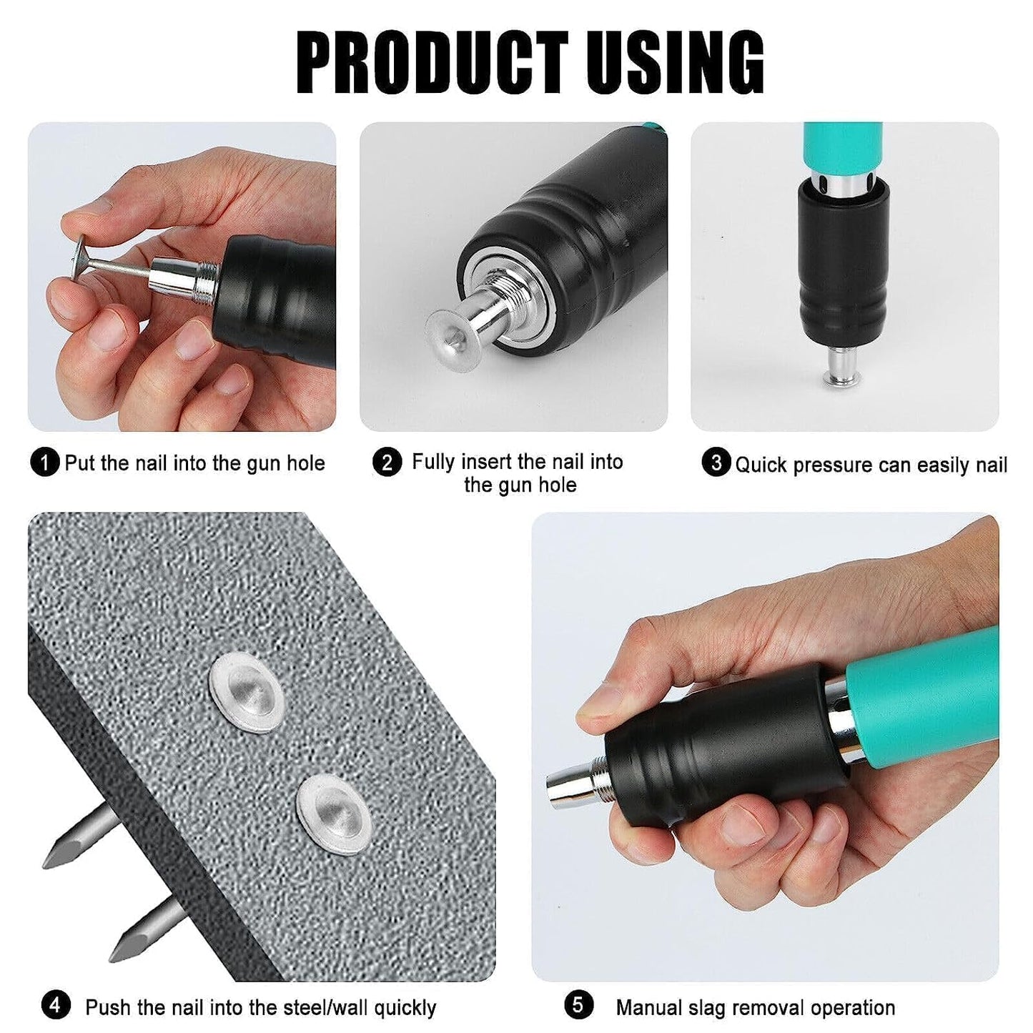 UK-0612 Manual Steel Nail Gun Tool, Concrete Nail Gun, Portable Mini Nail Shooting Machine , Nail Wall Fixing Tool for Cement Walls(Without Nail)