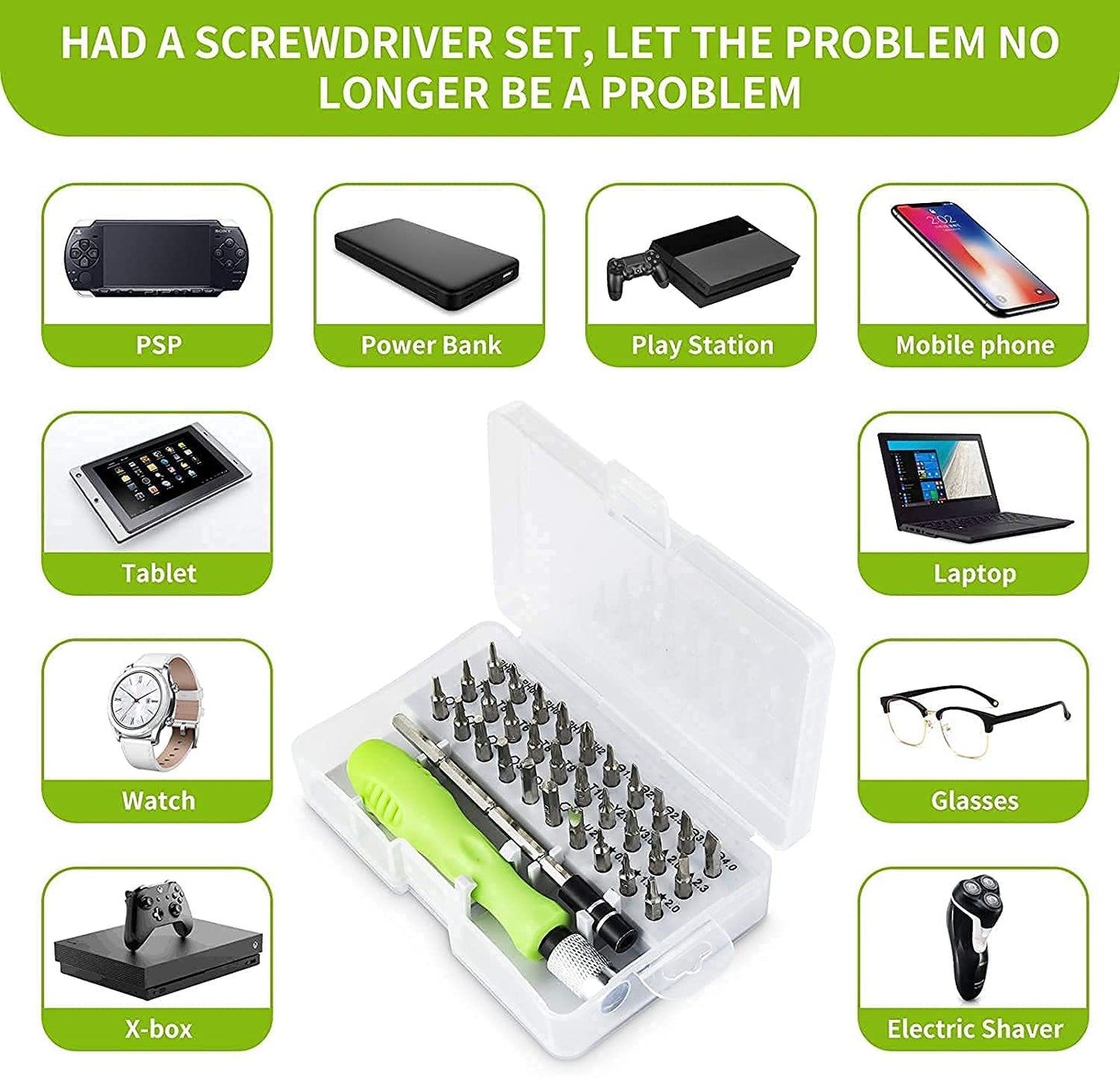 UK-0114 32 In 1 Mini Screwdriver Bits Set with Magnetic Flexible Extension Rod for Home Appliance, Laptop,Mobile