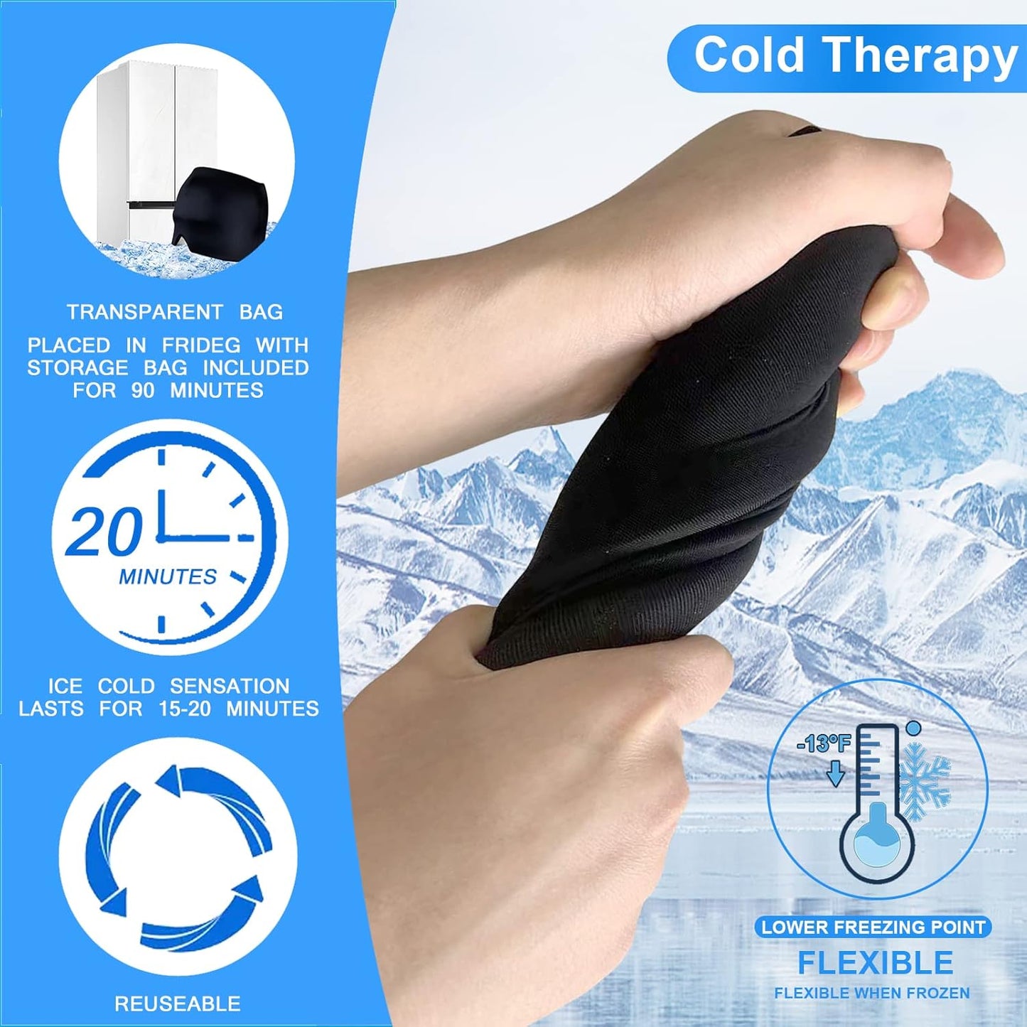 UK-0848 Relief Cap, Cold Therapy Headache Relief Hat/Ice Head Wrap/Ice Pack Mask, Cold Compress Headache Relief Cap for Tension, Sinus & Stress