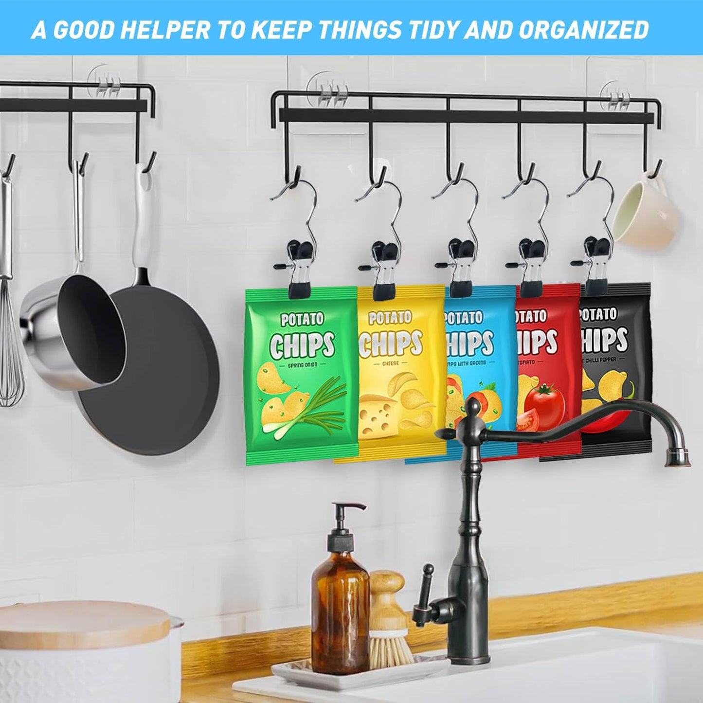 UK-0675 Multifunctional Metal Clip Hangers with Wide Clamp, No Trace, Non-Slip Design for Drying Socks, Hats, and Clothes Storage