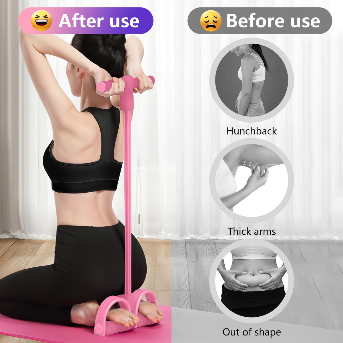 UK-1053 Pull Rope 4 Tube Tighten Waist Sit Up Training Rope for Fitness Training