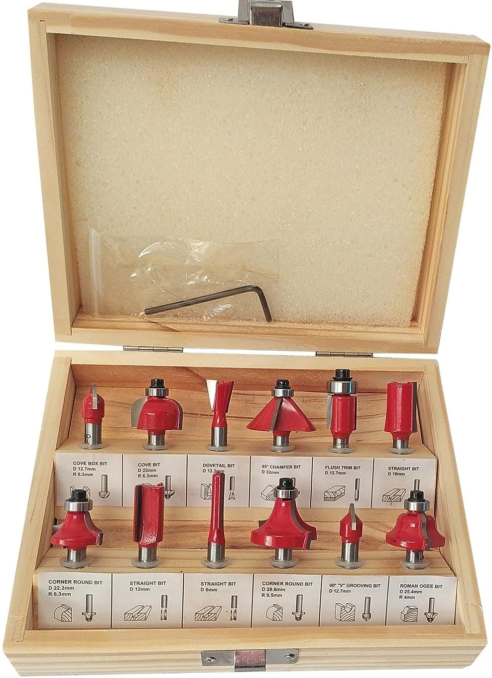 UK-0106 12 / 15PCS MILLING CUTTER ROUTER BIT SET