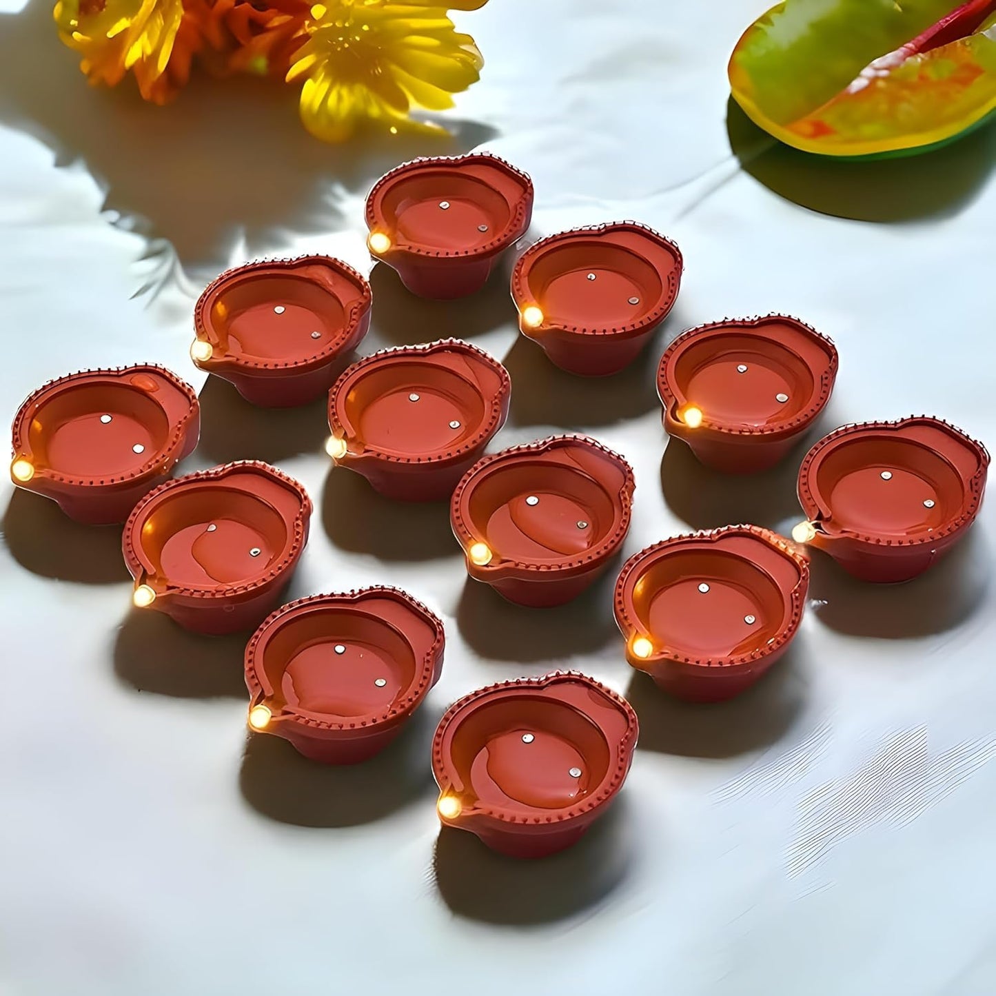 UK-0003 Water Sensor LED Diyas Candle with Water Sensing Technology E-Diya, Warm Orange Ambient Lights, Battery Operated