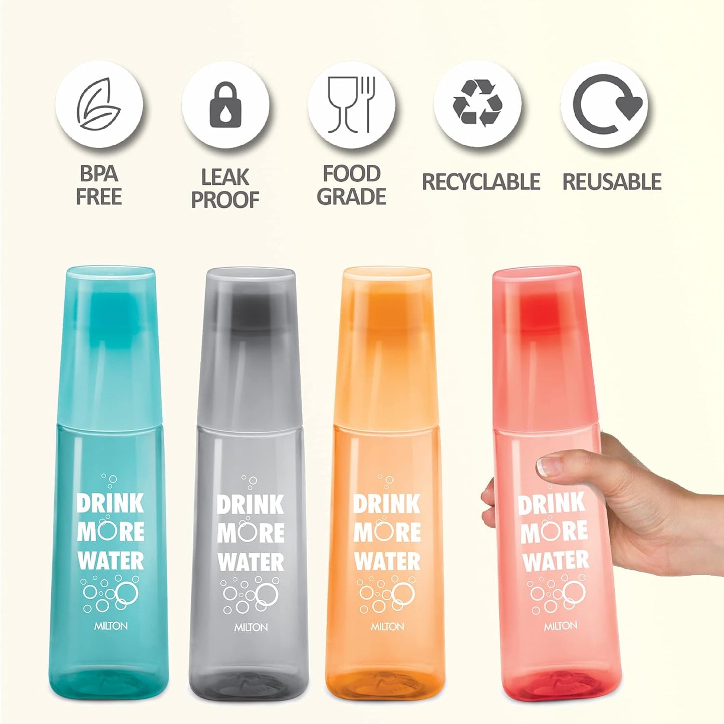 UK-0814 Water Bottle 1000 ml With Drinking Glass (1Psc, Multicolor, Plastic)
