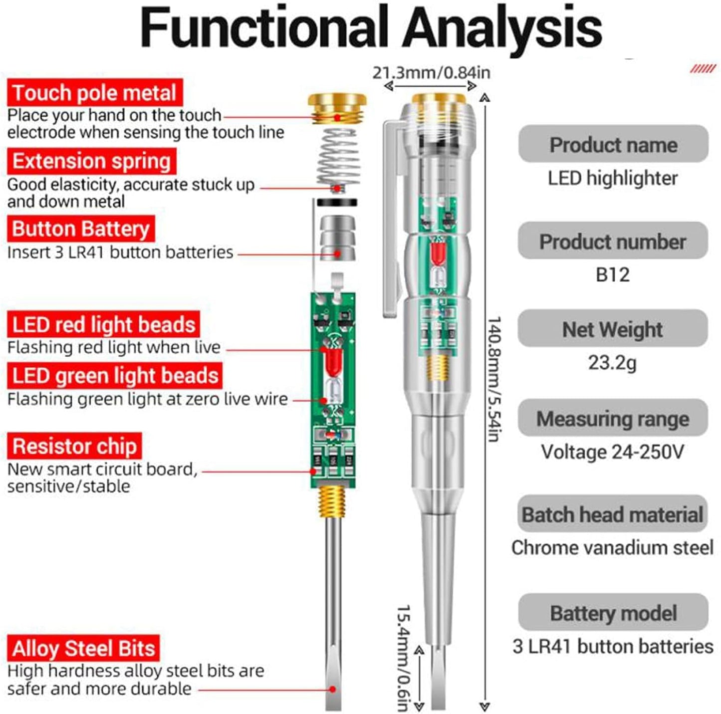 UK-0724 Multifunction Dual LED AC-DC Light Tester Pen