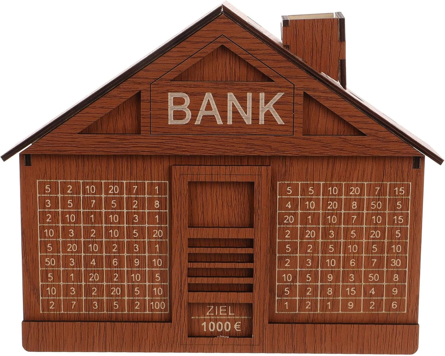 UK-0901 Wooden Piggy Bank for Kids, Retro Money Saving Box with 100000 Wooden Toy Targets
