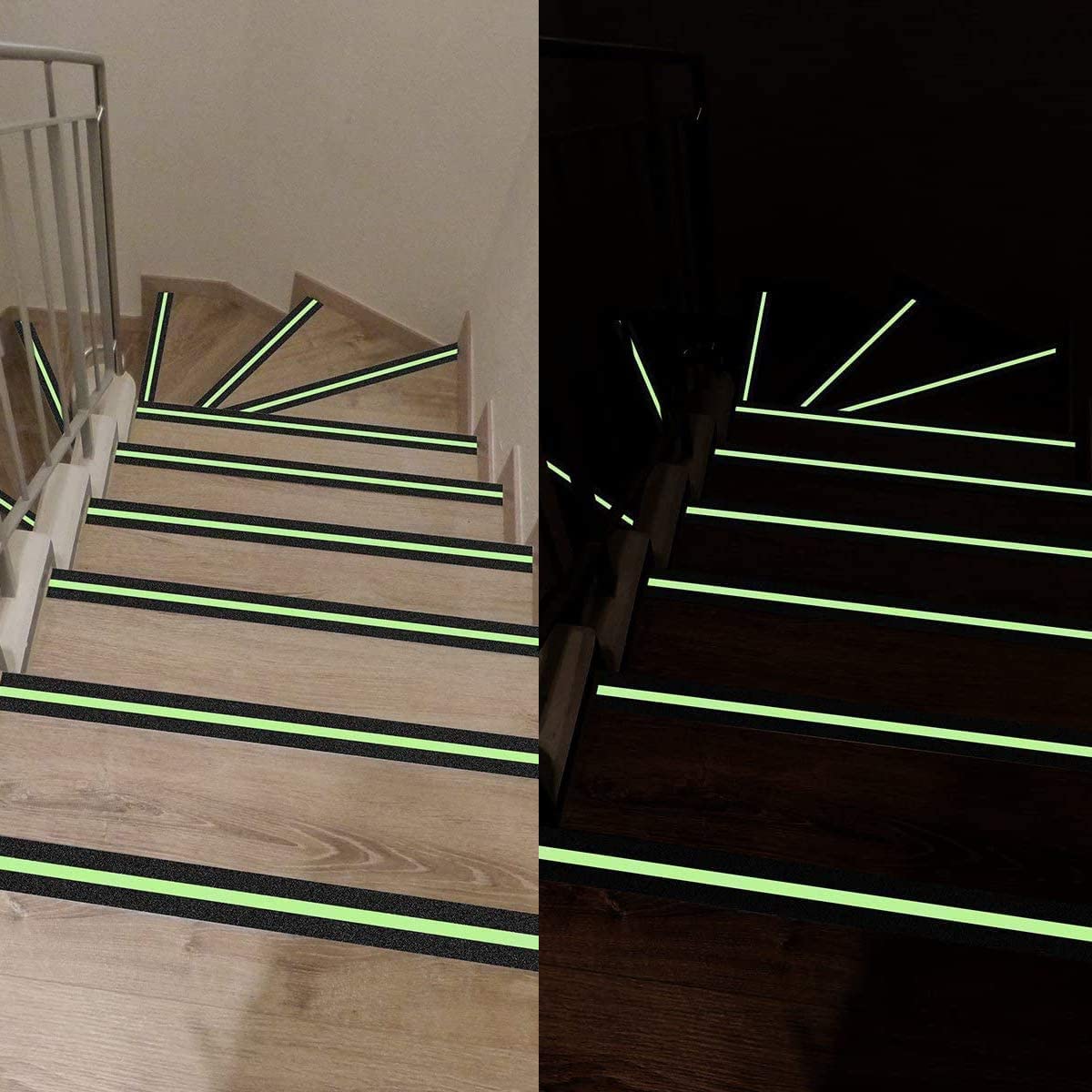 UK-0734 Anti Slip Tape with Glow in Dark Stripe for Stairs, 2 InchX16.4 Foot, Grip Tape for Stairs