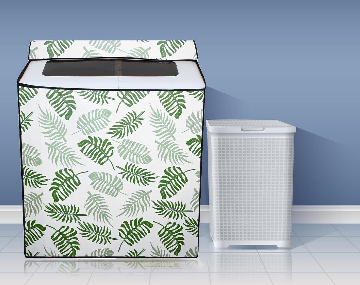 UK-1020 Semi Automatic Washing Machine Cover for 6 kg, 6.2 kg, 6.5 Kg, 7 kg Double Door | Waterproof, Dustproof, PVC, Outdoor Cover | With Full Open Zip | 83x46x83 cms