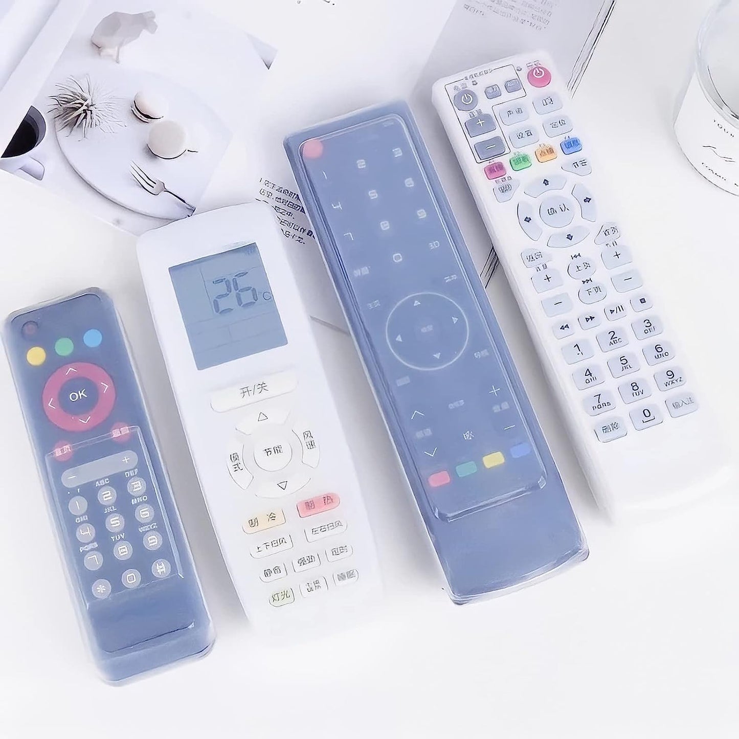 UK-0757 3 Pcs Silicone TV Remote Cover and AC Remote Control Dust Cover