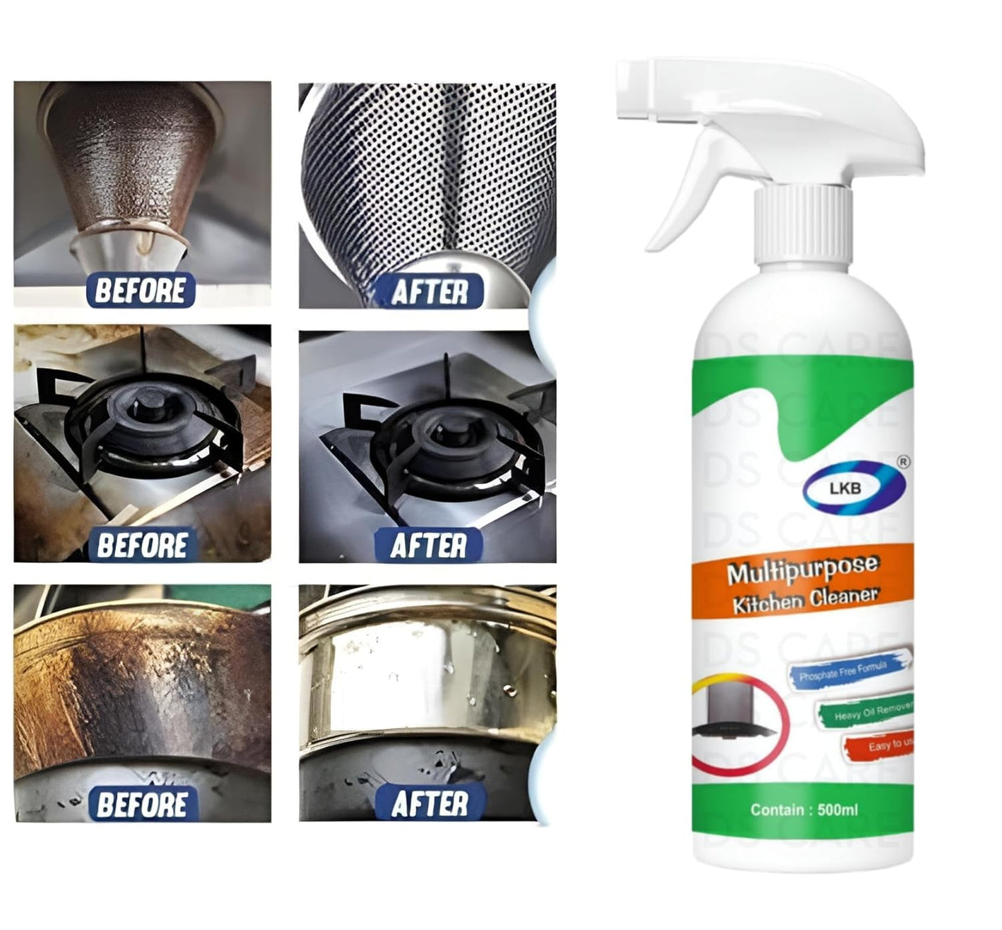UK-0360 Kitchen Degreaser Cleaner Spray Oil & Grease Stain Remover Stove & Chimney Cleaner Spray Non-Flammable Kitchen Slab, Tiles, Floor, Sink Cleaner Liquid