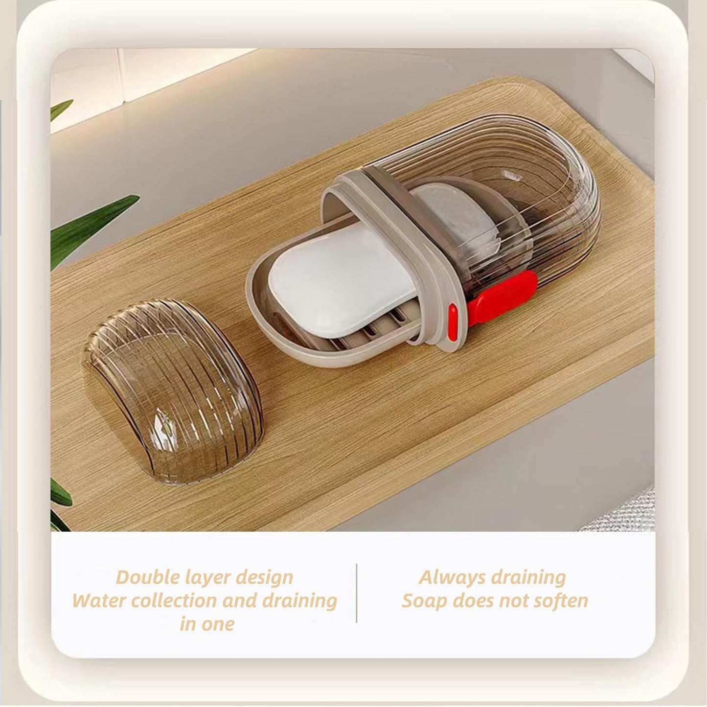 UK-0689 Transparent Travel Soap Case, Portable Versatile Small Soap Case with Lid Can for Bathrooms Showers, Gyms, Efficient Drainage and Leak-Proof Seal Ensure Soap Stays Dry