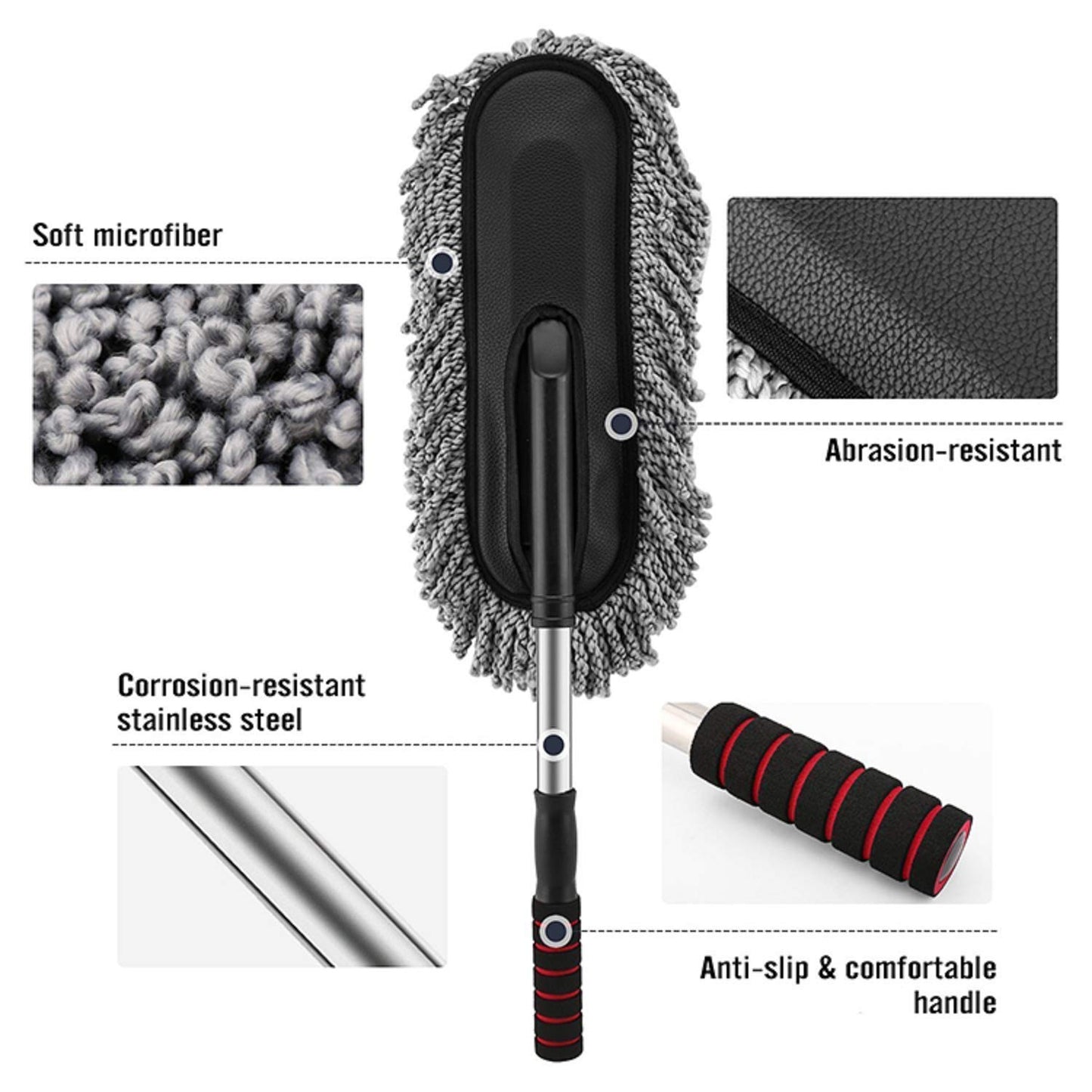 UK-0118 Car Duster, Extendable Long Handle Microfiber Car Cleaner Exterior Scratch Free Car Cleaning Tool