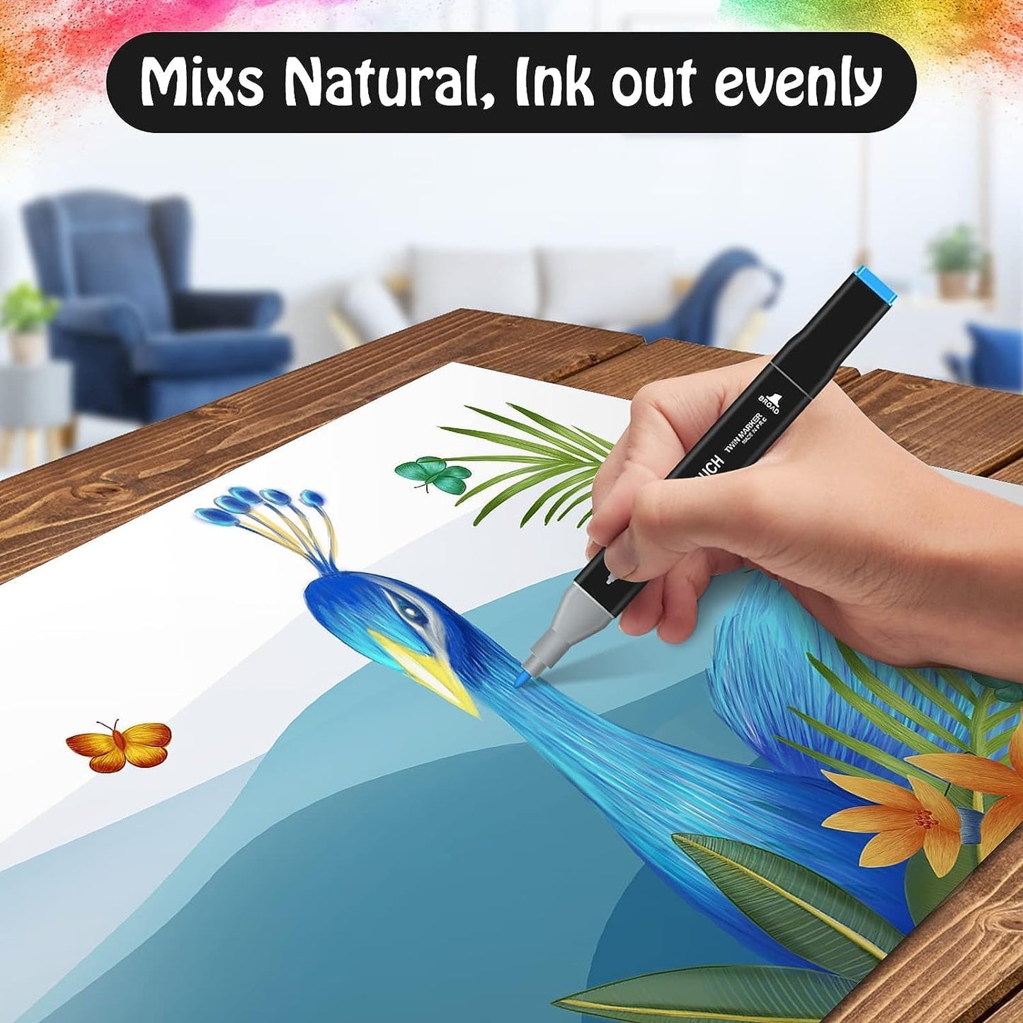 UK-0795 Touch Alcohol Markers 24 Professional Art Set - Double Ended Bendable Alcohol Based Ink Colors with Fine and Chisel Tip. Perfect for Artists
