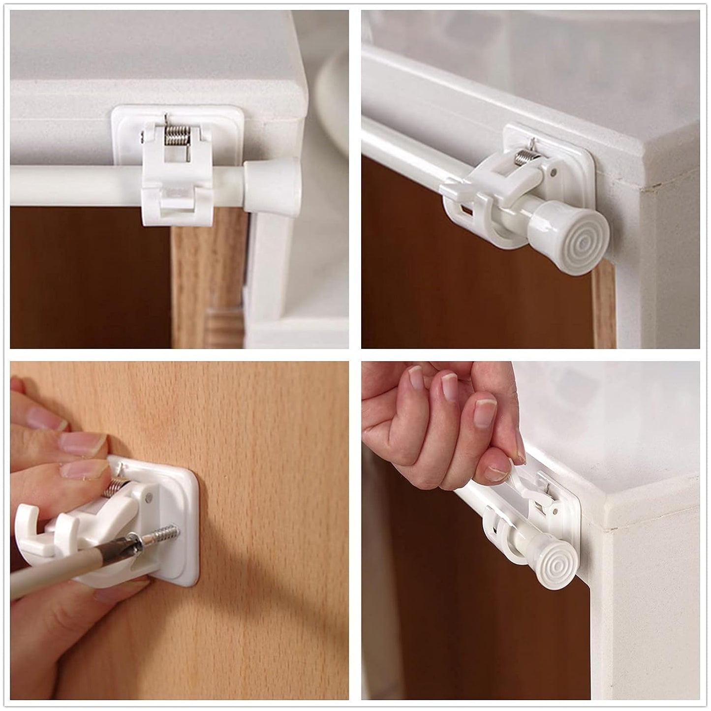 UK-0886 Self Adhesive Curtain Rod Bracket Drapery Hook, Plastic Wall Brackets Towel Rod Hooks for Home Bathroom and Hotel Use 2PC