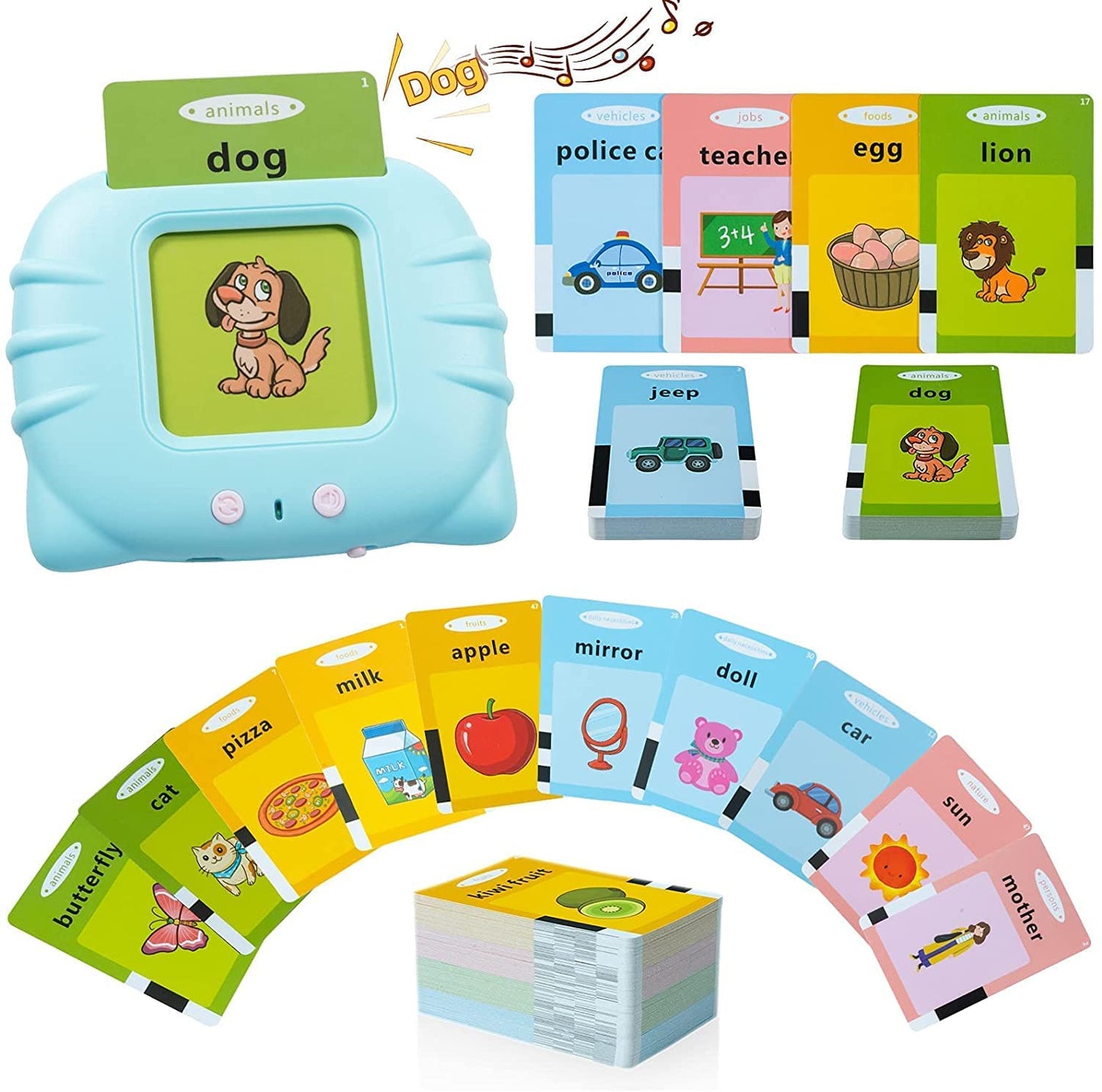 UK-0853 Talking Flash Card for Kids 112 Card Early Language 224 Words Education Learning Device for Kids Ages 1-6