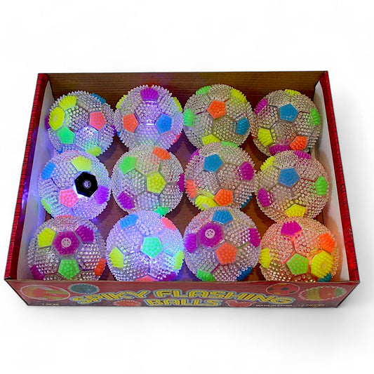 UK-0730 Spiky Massage Ball Light Up LED Flashing Rubber 3" Balls for Kids