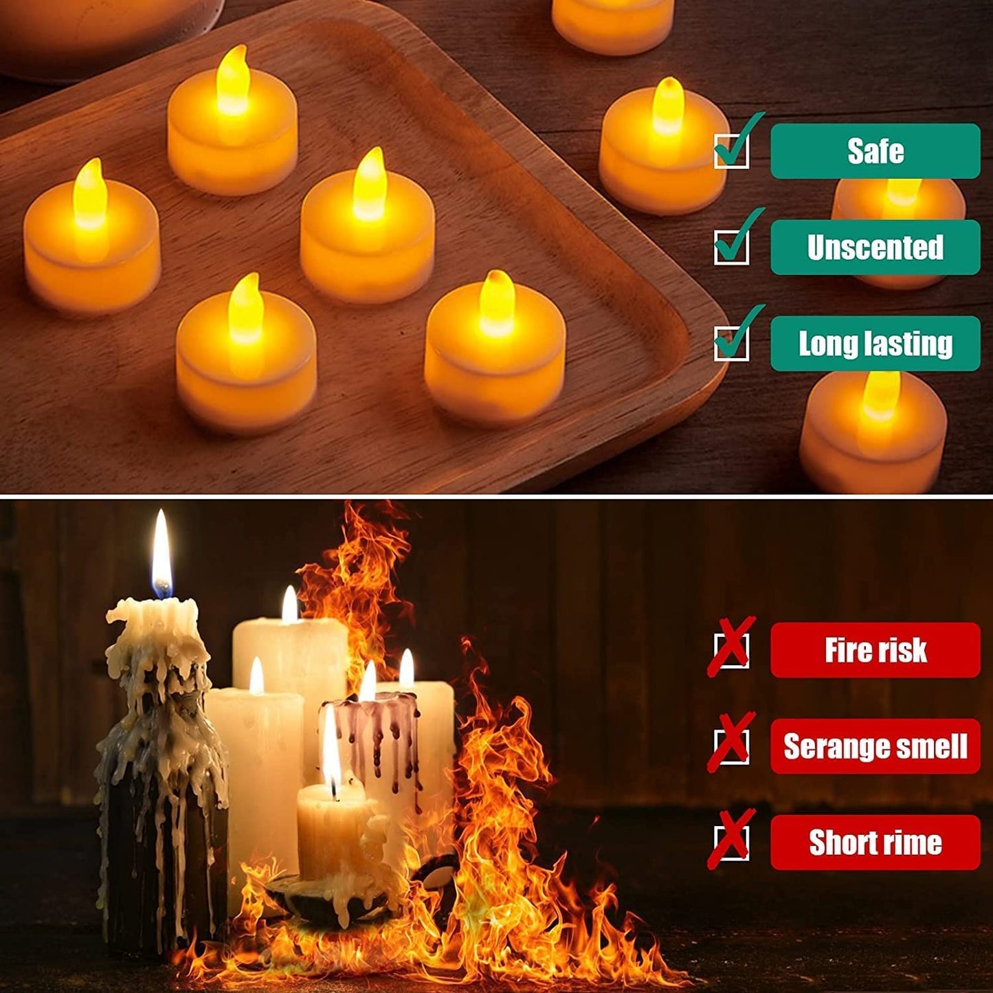 UK-1012 24 Pcs LED Tea Light Candles, Flameless, Smokeless LED Diyas, Decorative Acrylic Candle for Navratri Decoration, Home Decor, Diwali, Deepawali, Festival Gifting (Pack of 24)