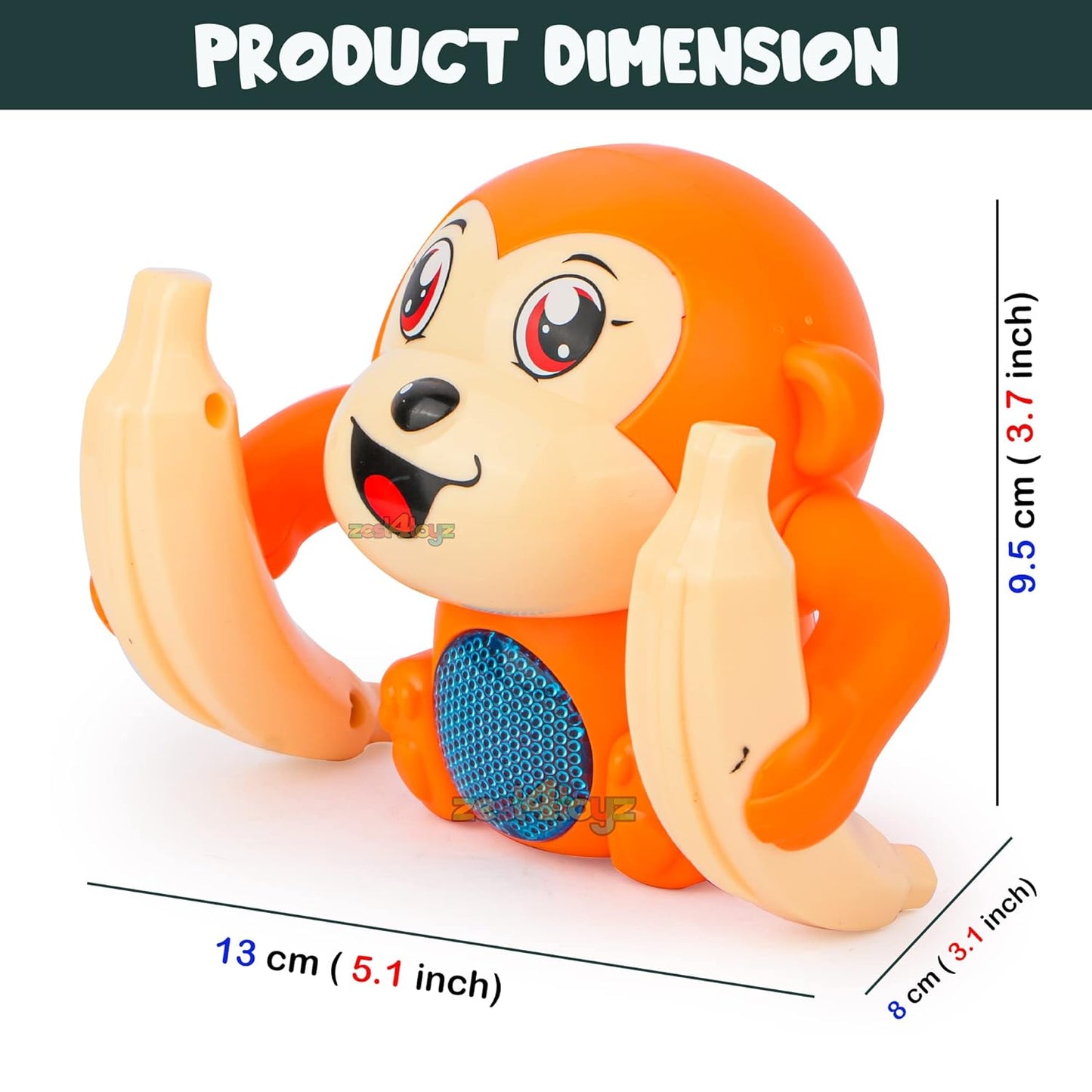 UK-0119 Dancing Monkey Musical Toy for Kids Baby Spinning Rolling Doll Tumble Toy with Voice Control Musical Light and Sound Effects with Sensor, Multicolor
