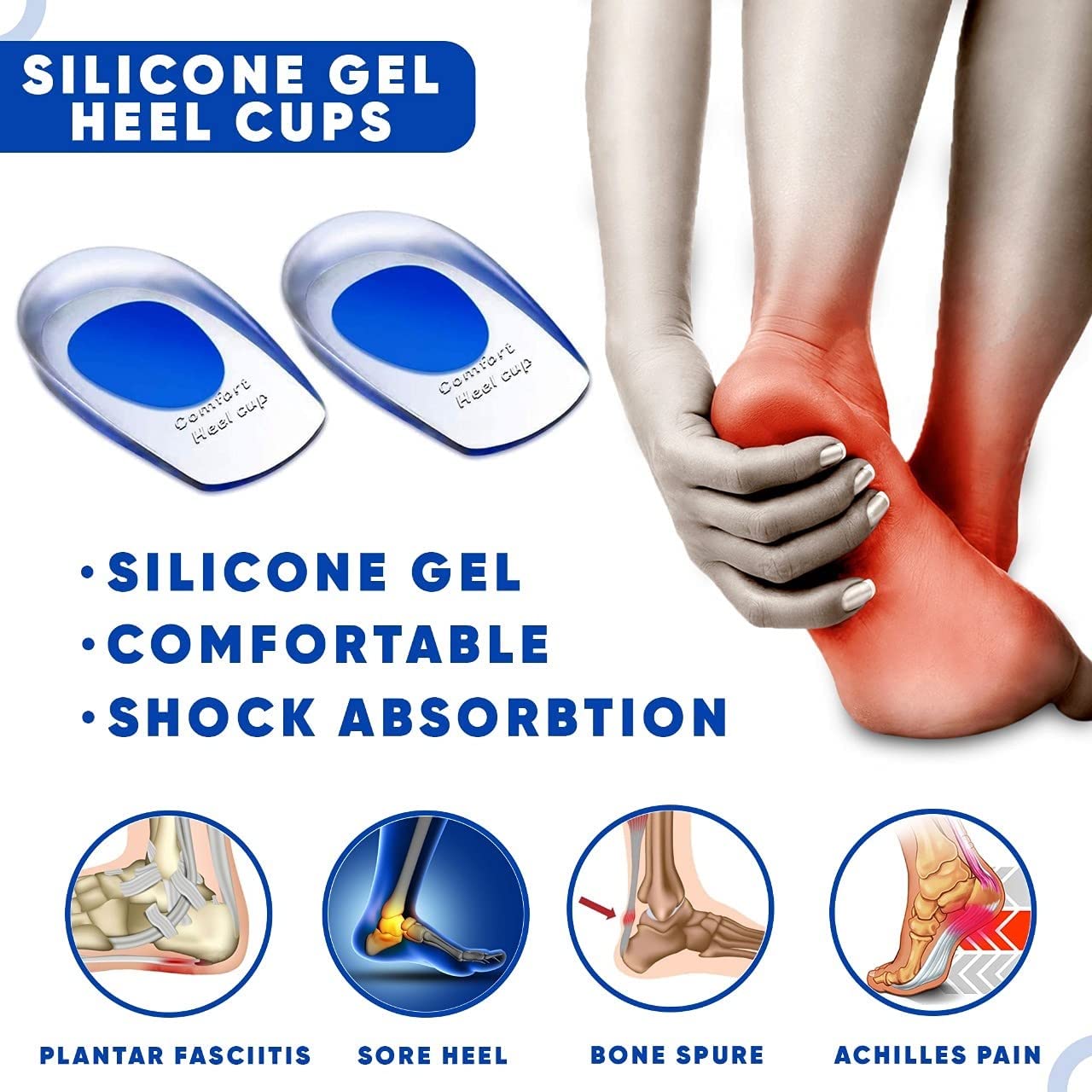 UK-0167 Silicone Gel Heel Pad For Heel Swelling Pain Relief
