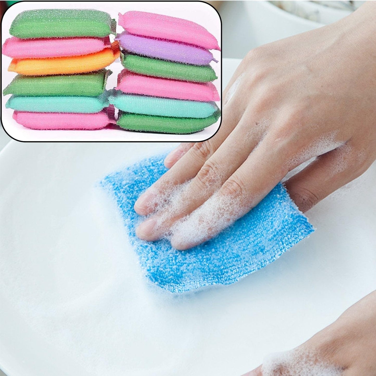 UK-0372 Scratch Proof Kitchen Utensil Scrubber PAD - Pack of 12 ( MULTICOLOR)