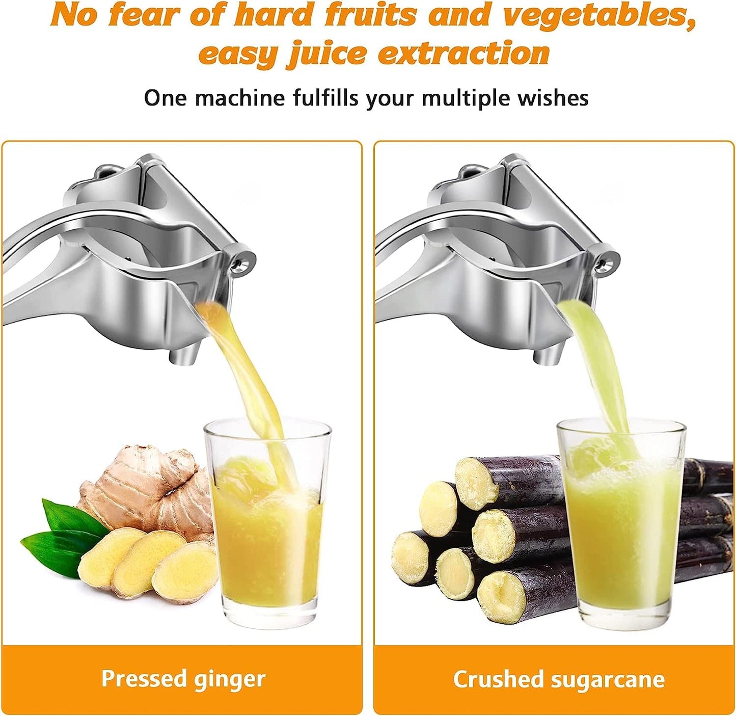 UK-0830 Aluminium Hand Press Juicer Machine, Manual Fruit Squeezer Orange Heavy Duty Multipurpose for Fruits, Ergonomic Handle Design