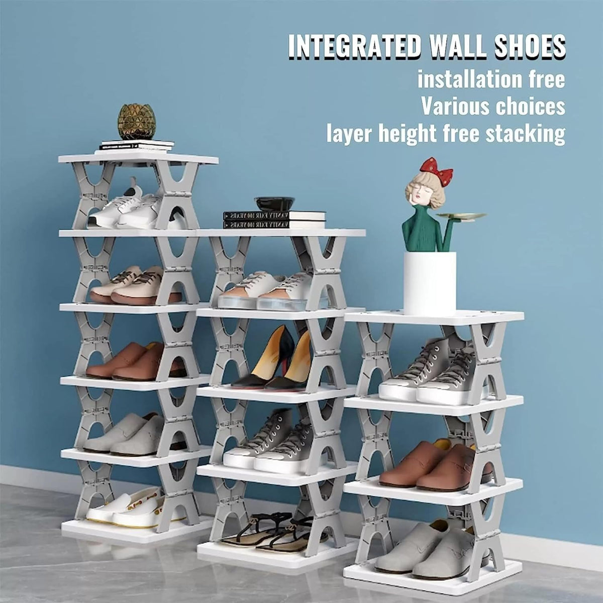 Shoe Rack, Shoes Stand, Plastic Adjustable Shoe Rack, Folding, Easy Assembly and Stable in Structure
