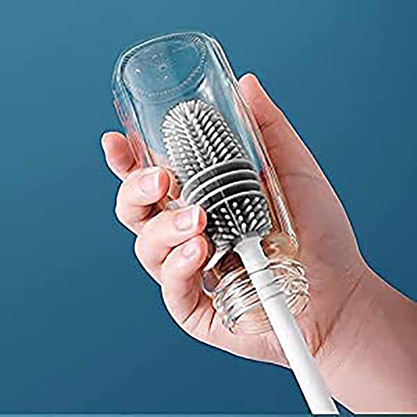 UK-0773 Silicone Bottle Cleaning Brush Silicone SMALL Handle-Ideal For Baby Bottles,Water Bottles,Containers,Vases,& Glass-Versatile Bottle Cleaner For Home & Kitchen Accessories (Multicolour)
