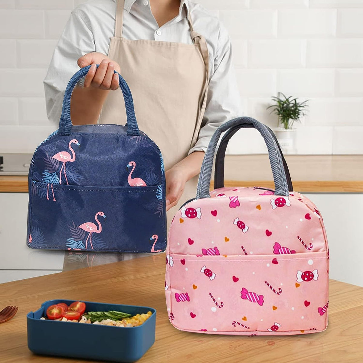 UK-0358 Lunch Bag for Office Women | Tiffin Insulated Handbag for Lunch Box | School, Picnic, Office, Outdoor
