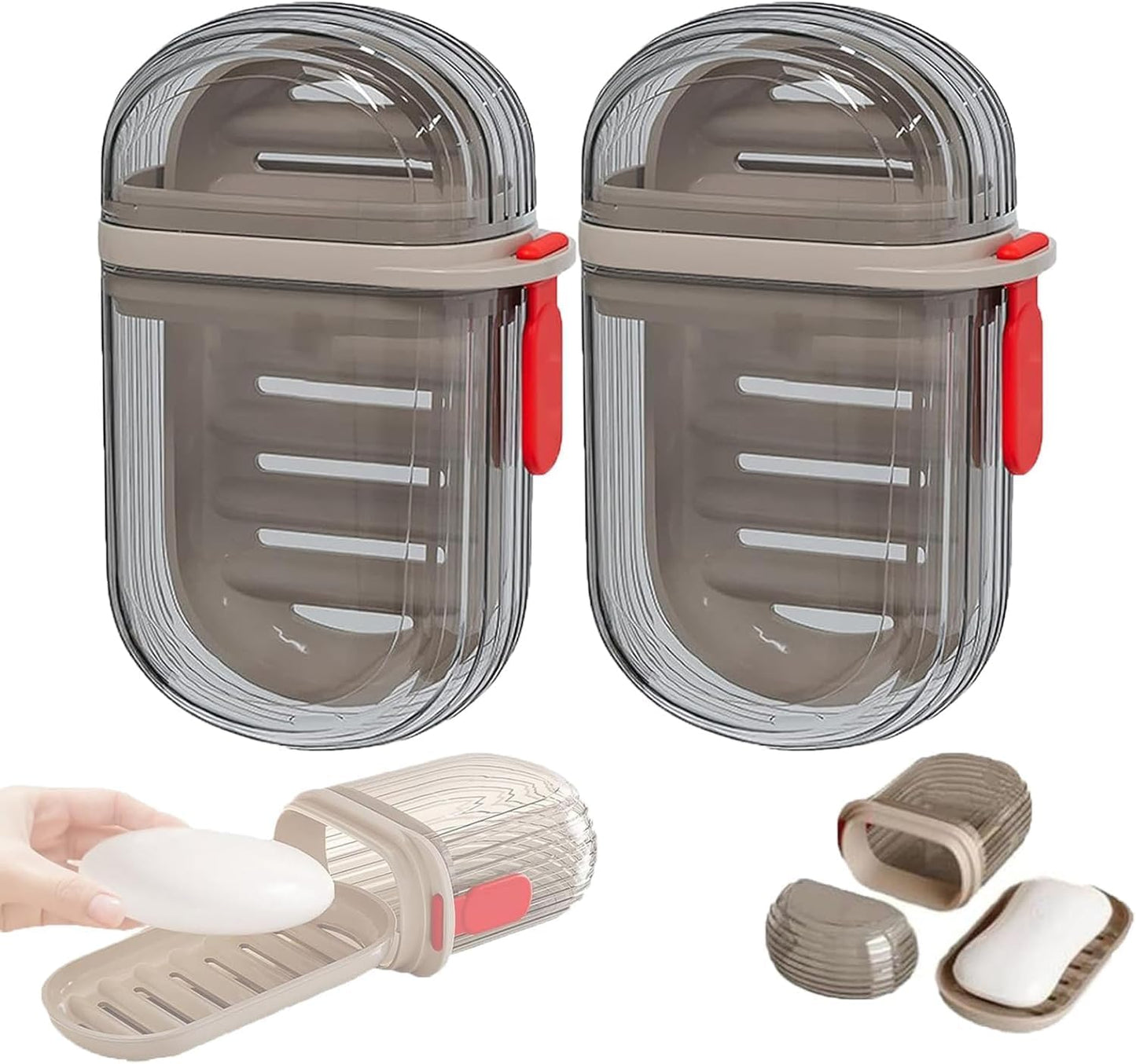 UK-0689 Transparent Travel Soap Case, Portable Versatile Small Soap Case with Lid Can for Bathrooms Showers, Gyms, Efficient Drainage and Leak-Proof Seal Ensure Soap Stays Dry