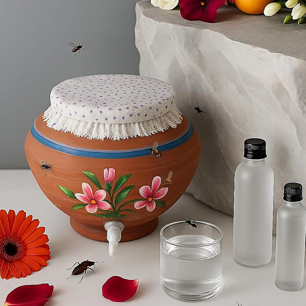 UK-0845 Matka Cover with Rubber Grip Size Adjustable Made with 100% Cotton Washable and Reusable Cloth