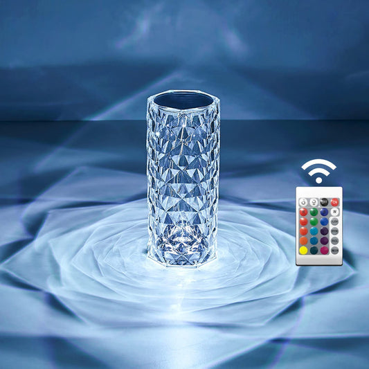 UK-0228 Crystal Lamp,16 Color Changing Rose Crystal Diamond Table Lamp,USB Rechargeable Touch Bedside Lamp Night Light with Remote Control, for Bedroom Living Room Party Dinner Decor