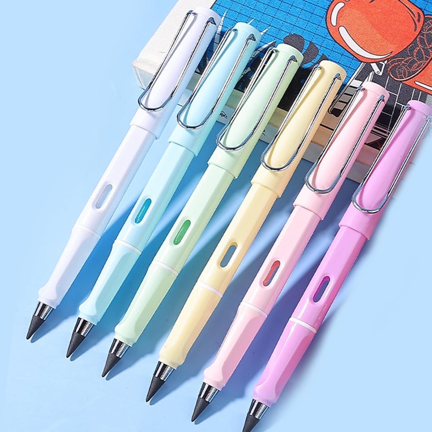 UK-0305 Pencil Inkless Pencil Writing Eternal Replacement Erasable Pencils Nibs With Eraser,Reusable Unlimited Student Artist Infinite Magi 1-PC (Multicolors)