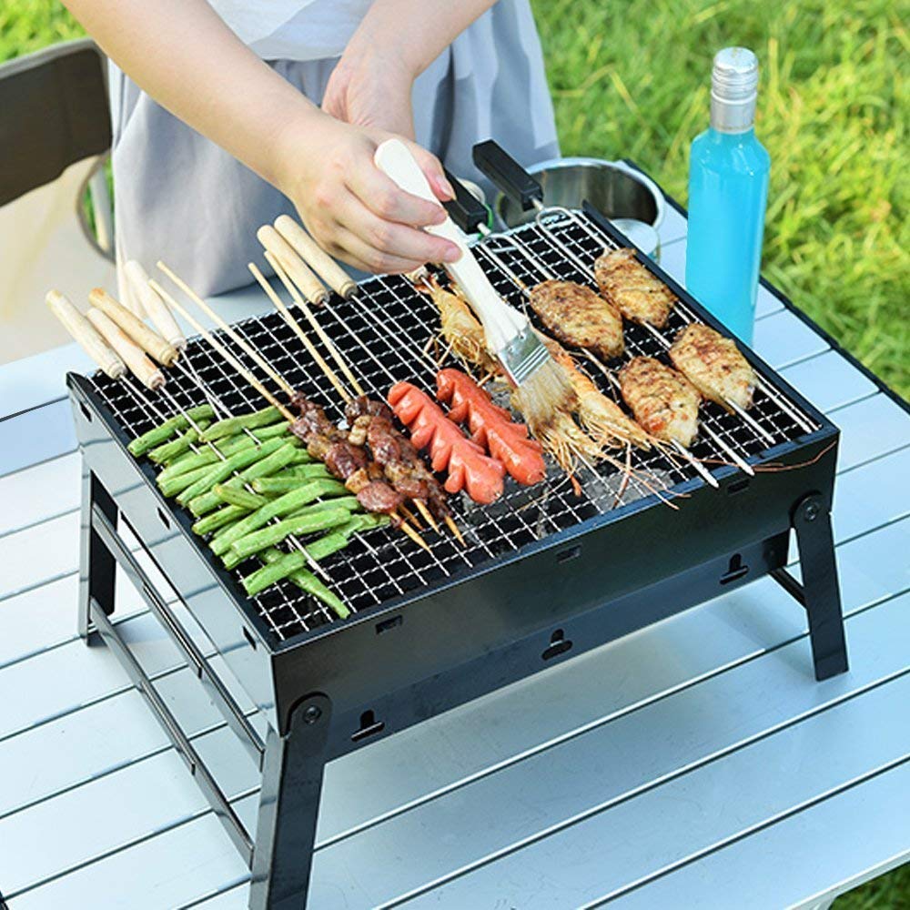 UK-0141 Portable Barbeque Charcoal BBQ Grill Oven Charcoal BBQ Grill Oven Set For Kitchen Home Garden Traveling Cooking - Both for Outdoor & Indoor (BBQ Grill)