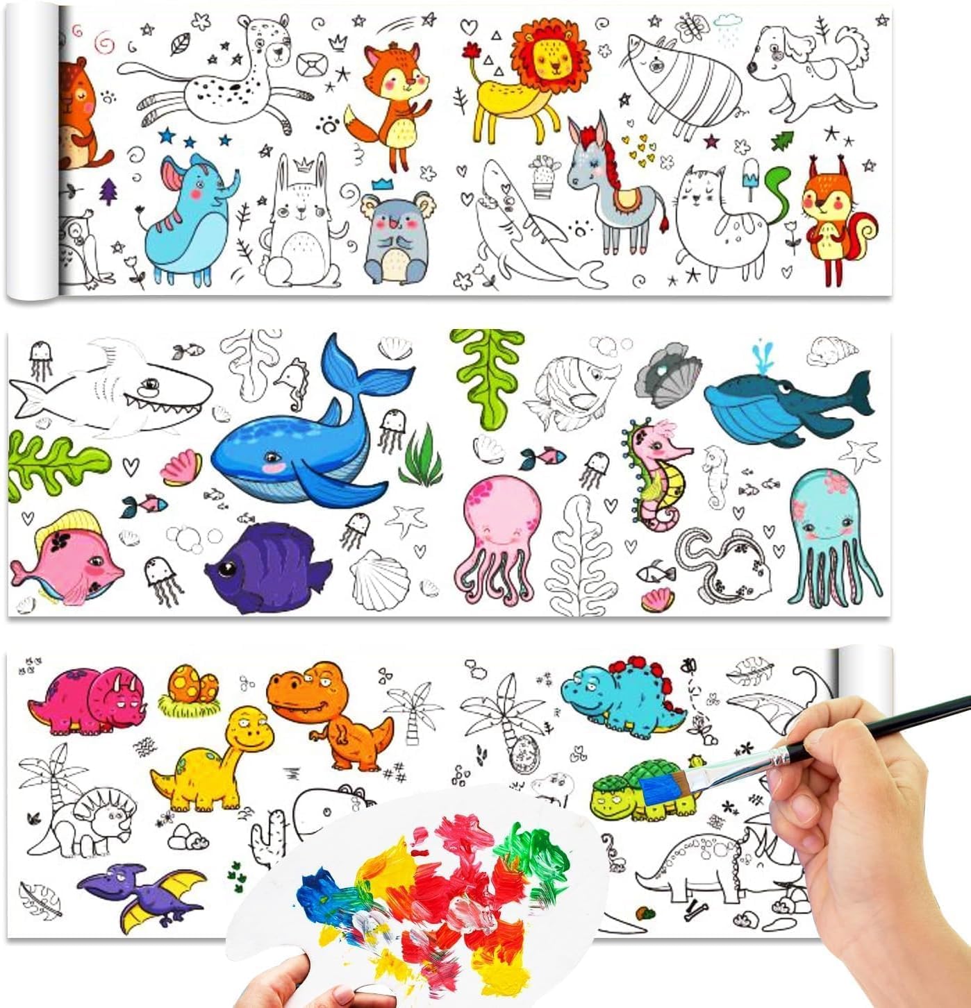 UK-0866 Children's Drawing Roll, 2025 New Coloring Paper Roll for Kids, 30*300cm DIY Painting Drawing Paper Roll, Sticky Drawing Paper Roll, Early Educational Toys for Kids