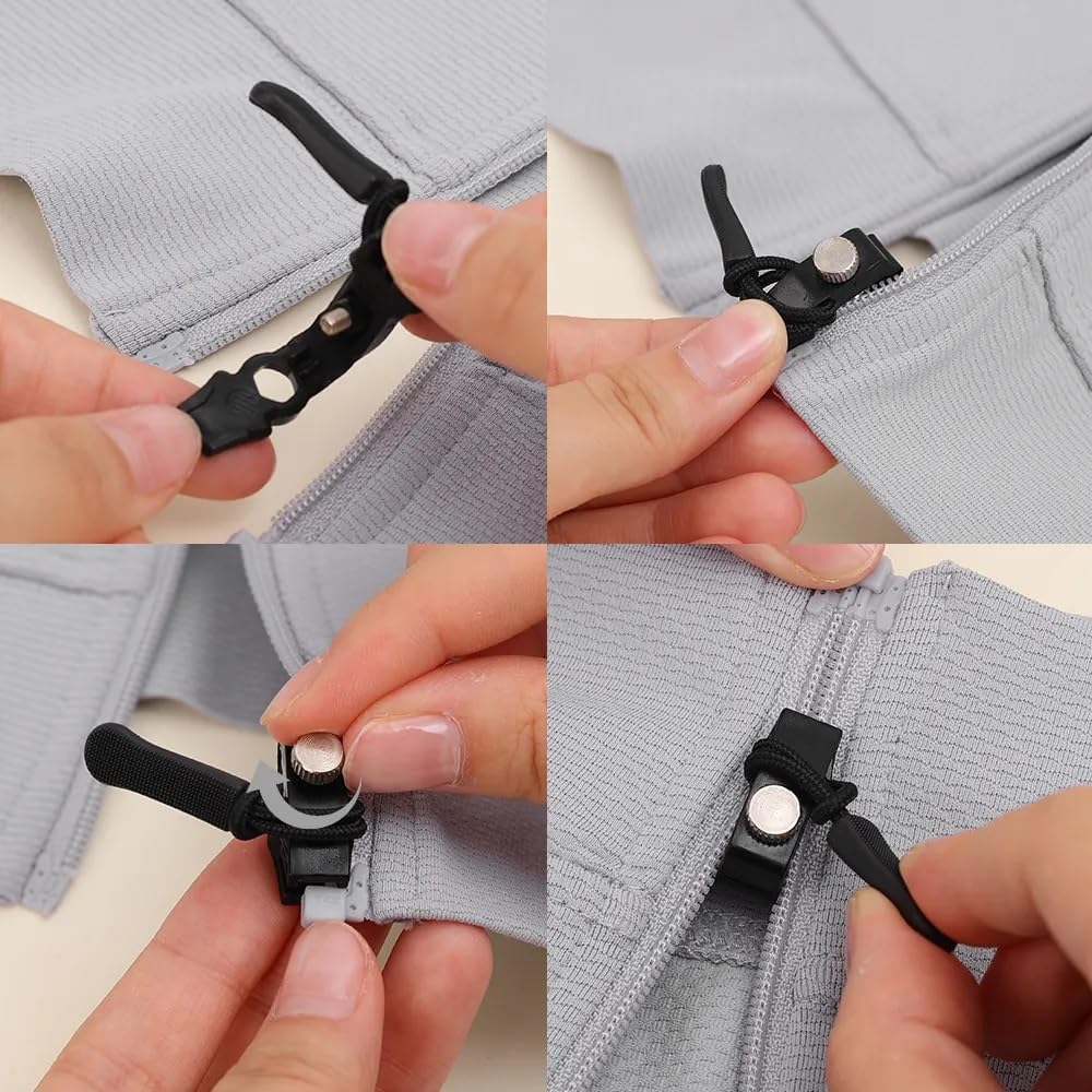 UK-0679 Zipper Repair Kit, Instant Zipper Sliders with Nylon Pull Tabs Cords, Replacement Metal Zipper Pull for Sliding Teeth, Universal Screw Fix Removable Zippers for Bags, Garments (1PC)