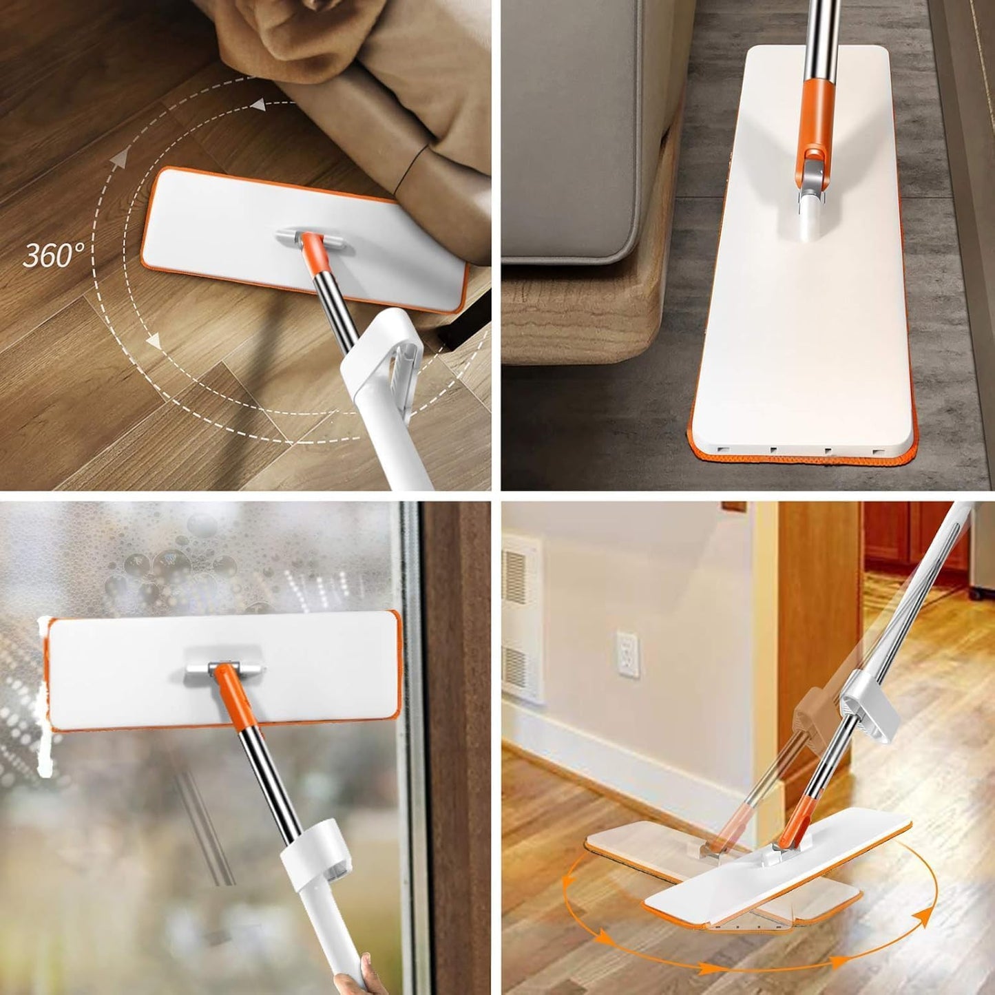 UK-0972 Moppers for Cleaning Floor 2 in 1 Dehydrated Floor Cleaning Mop Stick || Self-Wringing || Mopping Stick Microfiber Wet and Dry Mops for Home/Bathroom/Offfice/Kitchen