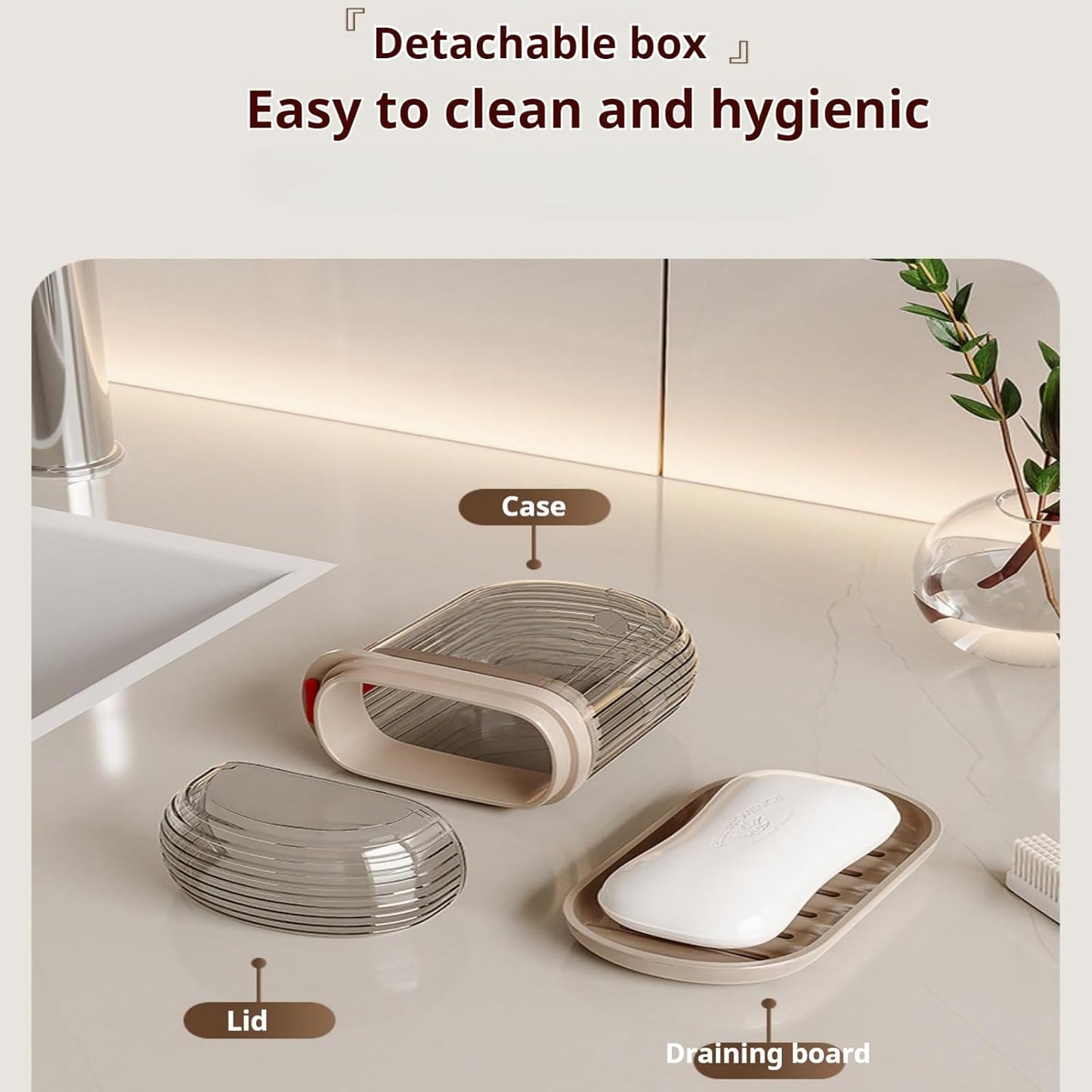 UK-0689 Transparent Travel Soap Case, Portable Versatile Small Soap Case with Lid Can for Bathrooms Showers, Gyms, Efficient Drainage and Leak-Proof Seal Ensure Soap Stays Dry