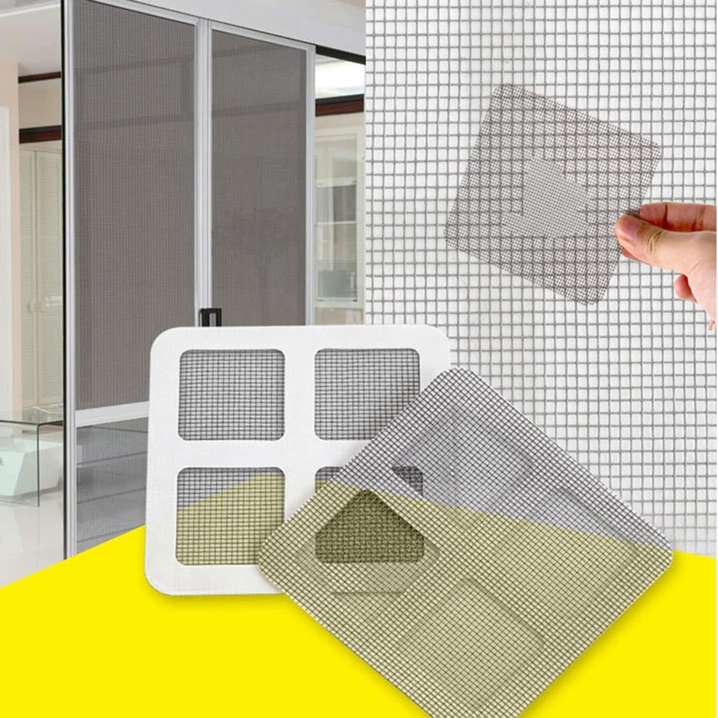 UK-0395 Window Screen Repair Kit Tapes Patch & Multi Use Size: 4 × 4 Inch (sink jalli )